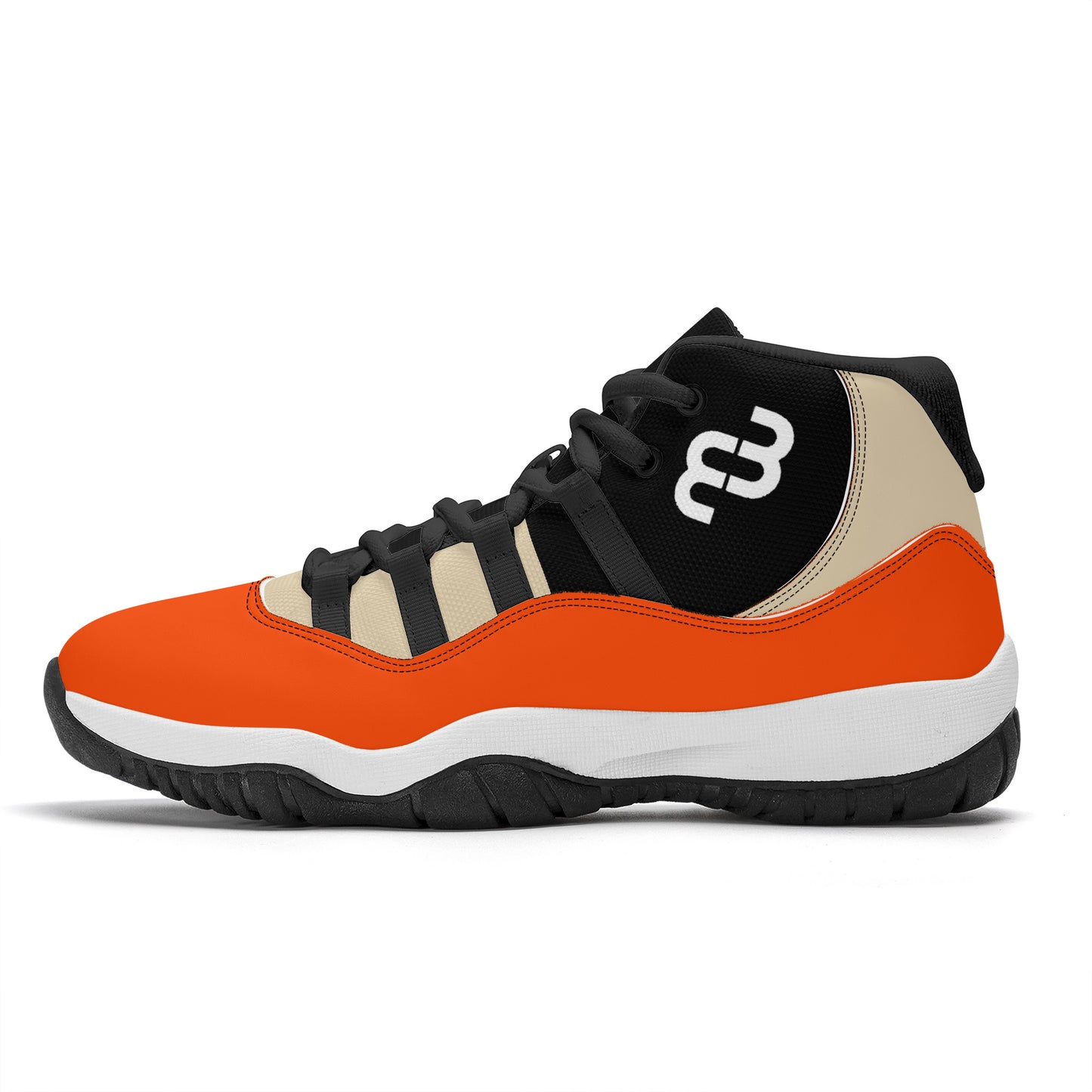 Money Bushae SF_S38 High Top Air Retro Sneakers - Black orange and Tan