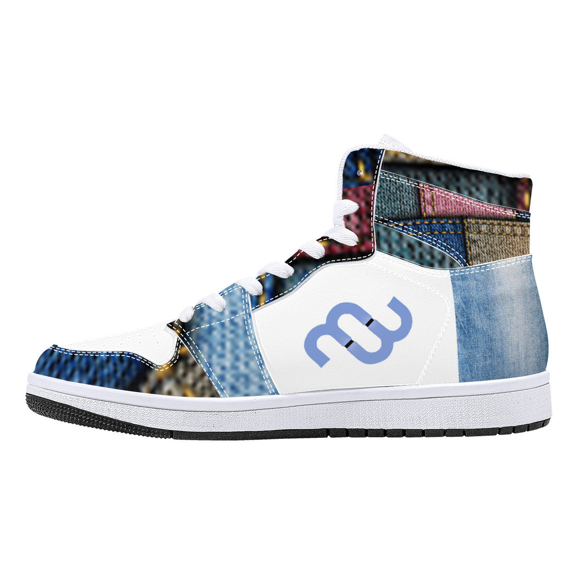 Denim Money Bushae D16 High-Top Synthetic Leather Sneakers - White