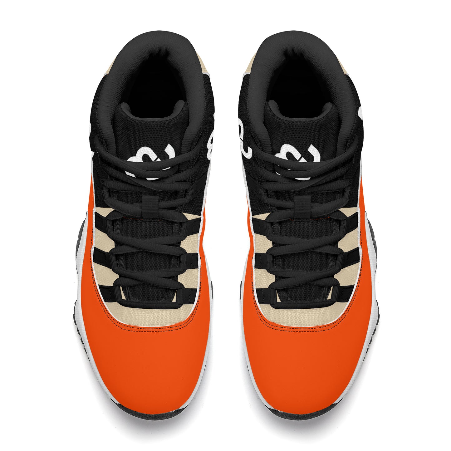 Money Bushae SF_S38 High Top Air Retro Sneakers - Black orange and Tan