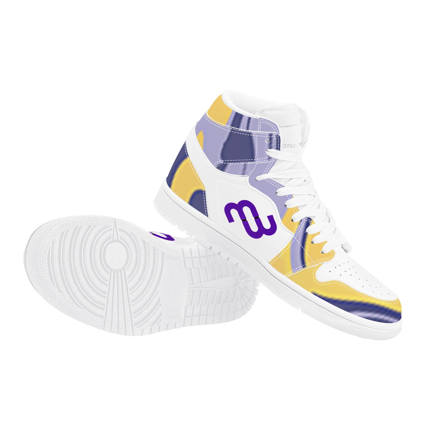 Money Bushae D17 High Top Synthetic Leather Sneaker purple yellow