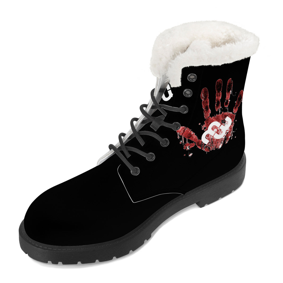 Money Bushae SF_D86 Faux Fur Synthetic Leather Boot Blood Splats