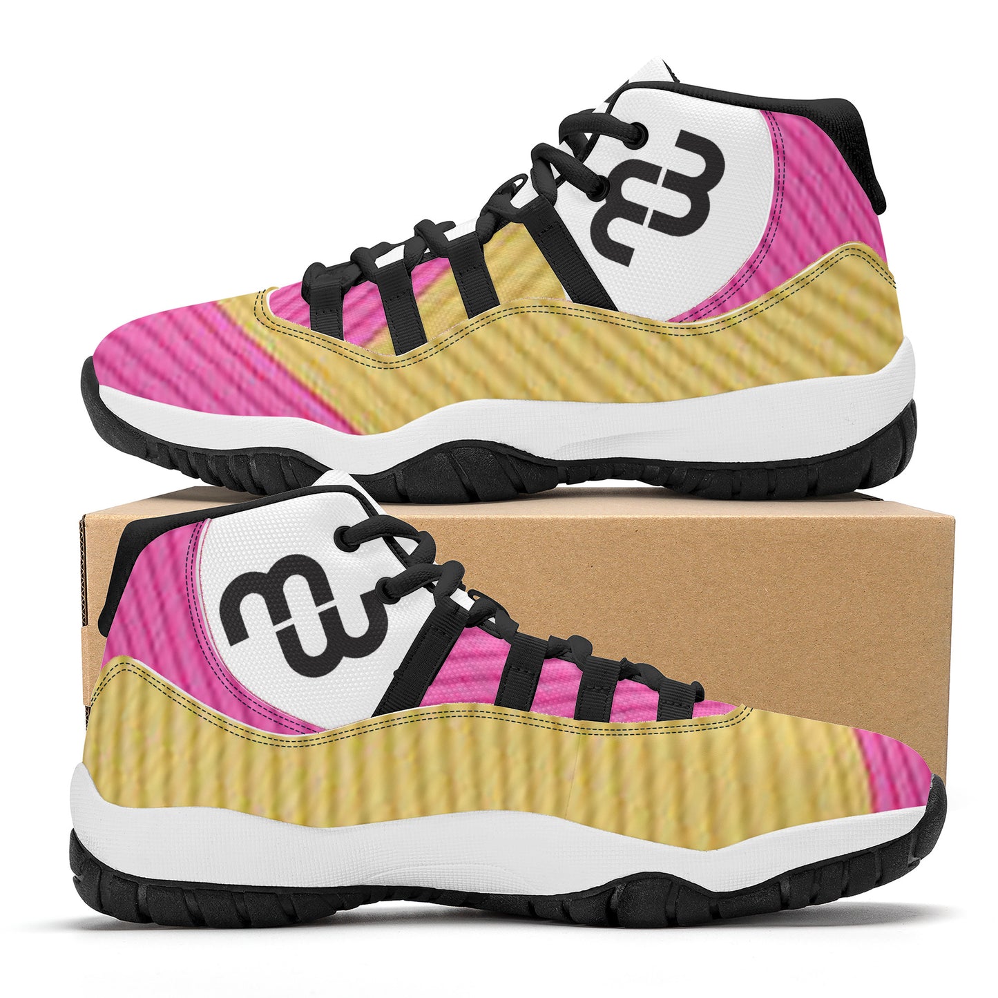 Money Bushae SF_S38 High Top Air Retro Sneakers - pink yellow