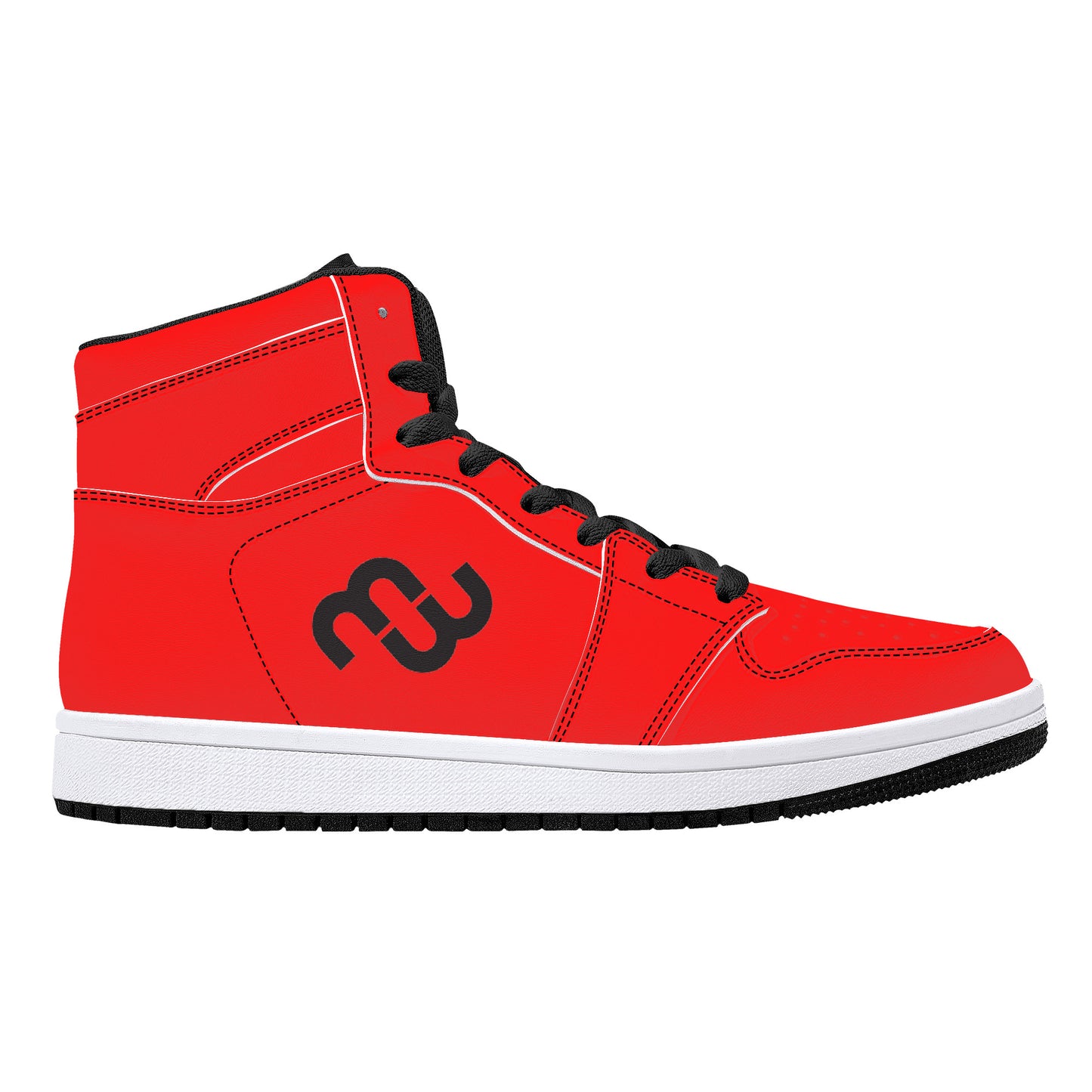 Money Bushae D16 High-Top Synthetic Leather Sneakers - Black Red