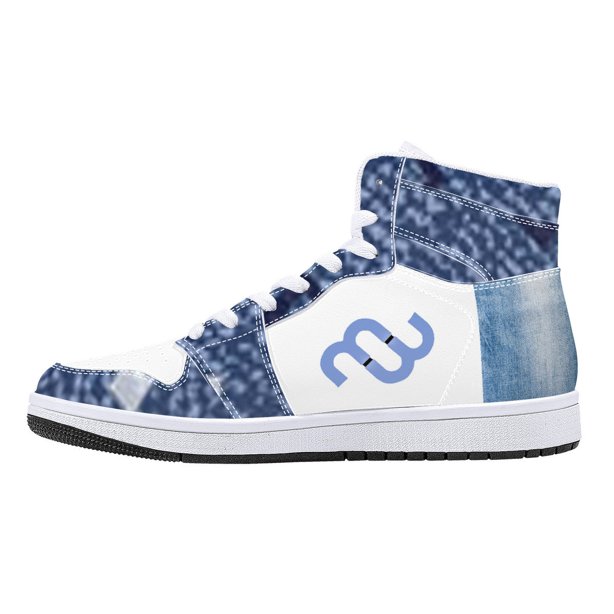 Denim Money Bushae D16 High-Top Synthetic Leather Sneakers - White