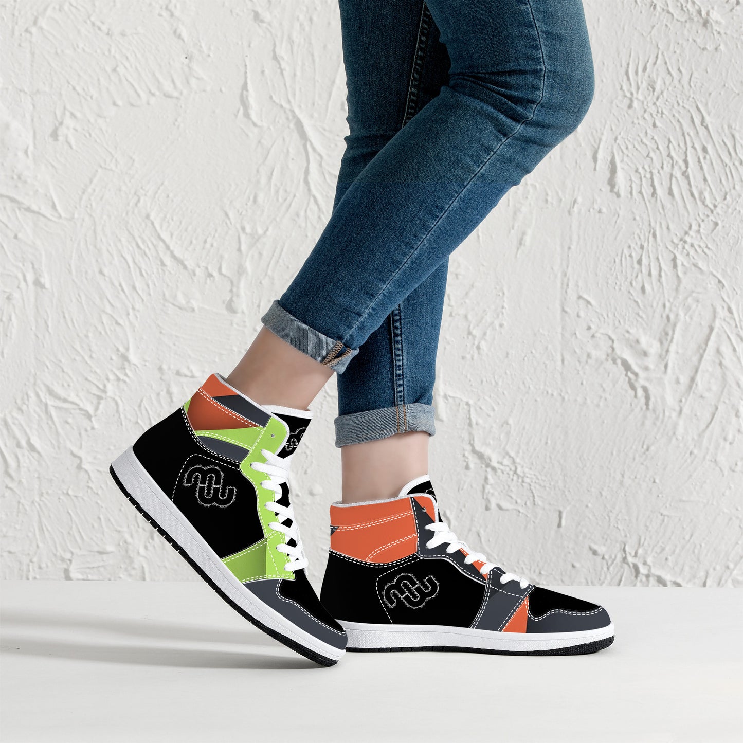 Money Bushae D16 High-Top Synthetic Leather Sneakers - White