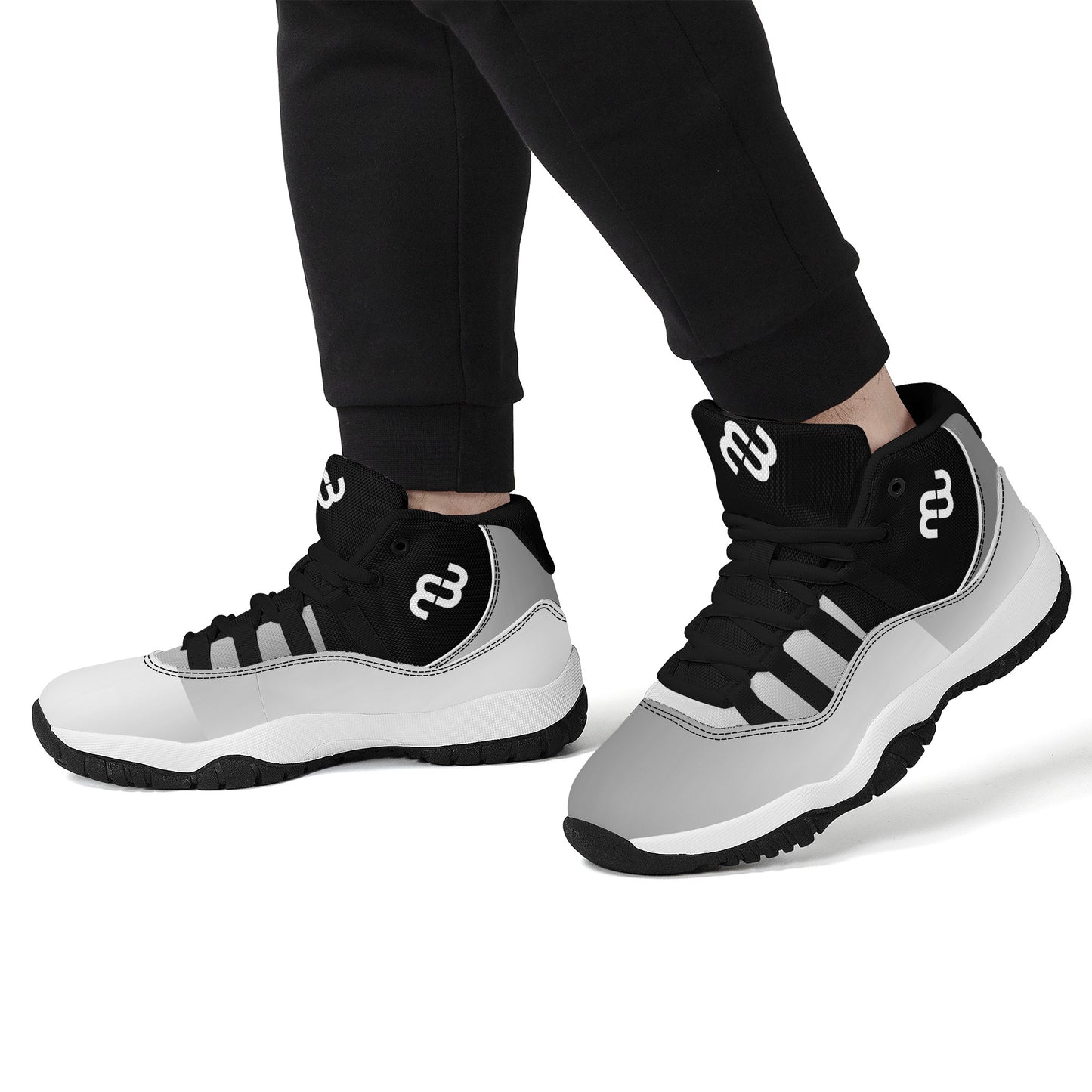 Money Bushae SF_S38 High Top Air Retro Sneakers - Black Silver