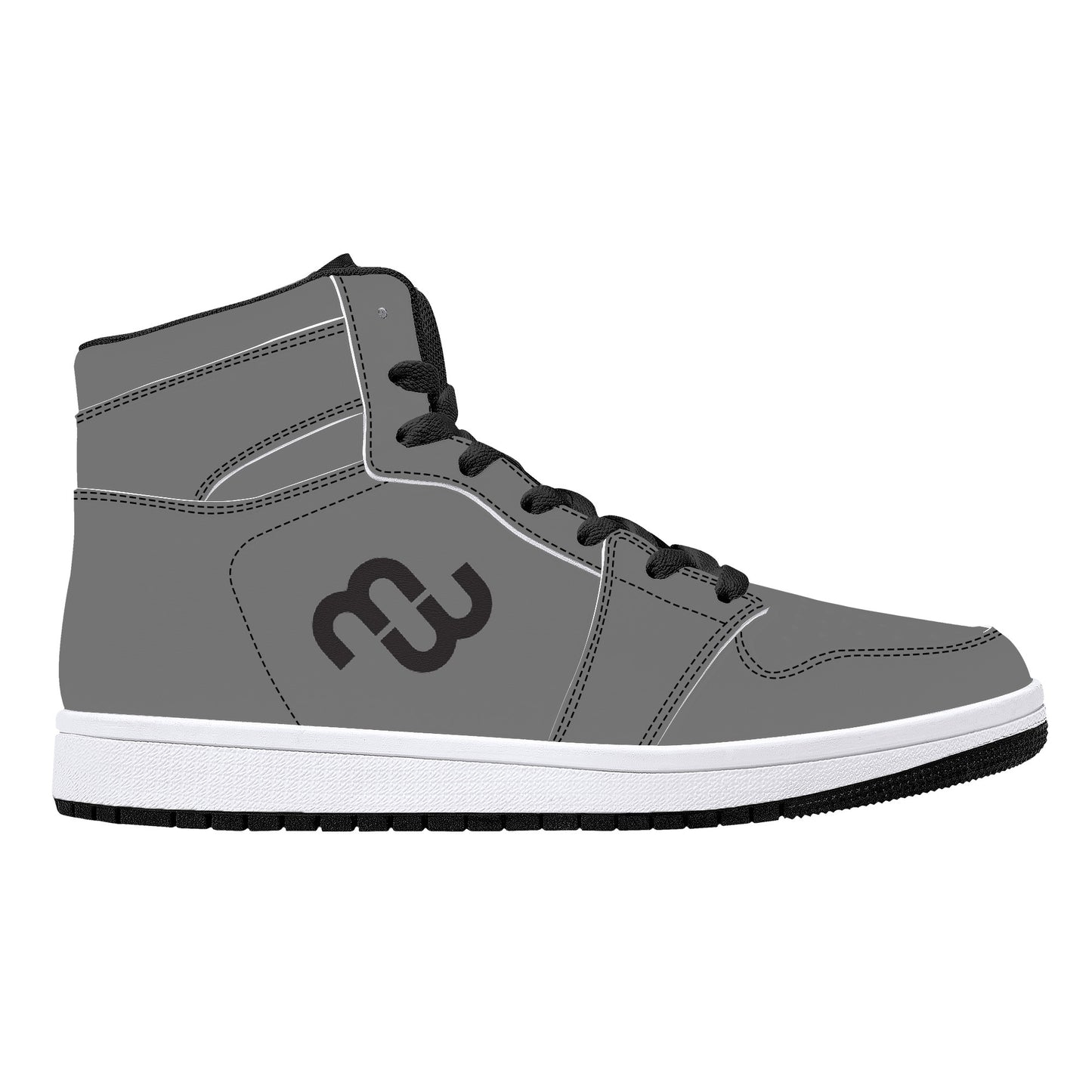 Money Bushae D16 High-Top Synthetic Leather Sneakers - Black Grey
