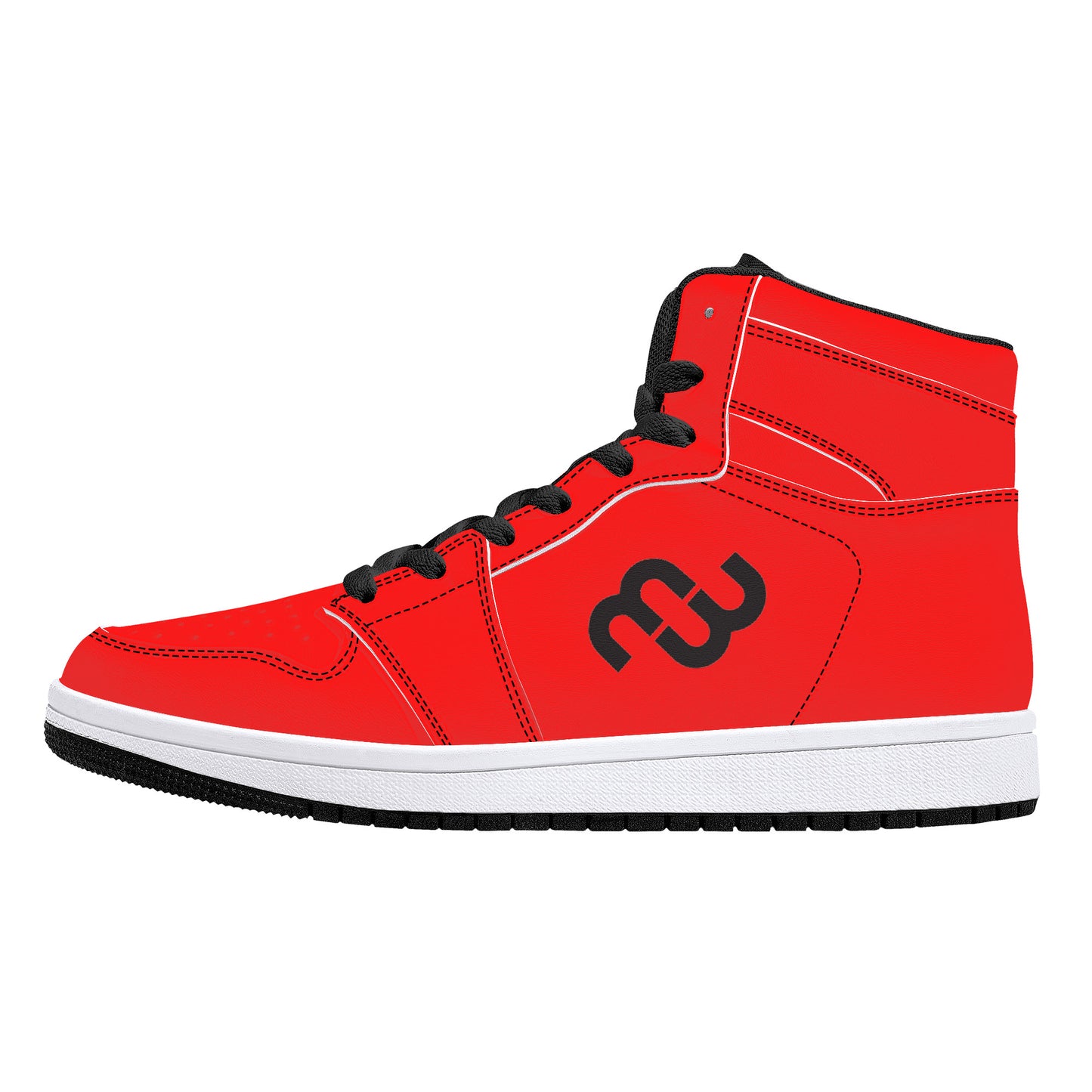 Money Bushae D16 High-Top Synthetic Leather Sneakers - Black Red