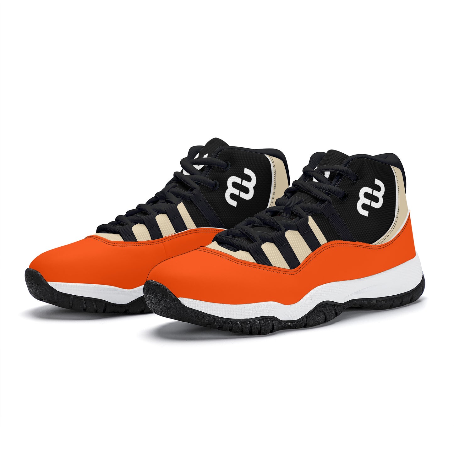 Money Bushae SF_S38 High Top Air Retro Sneakers - Black orange and Tan