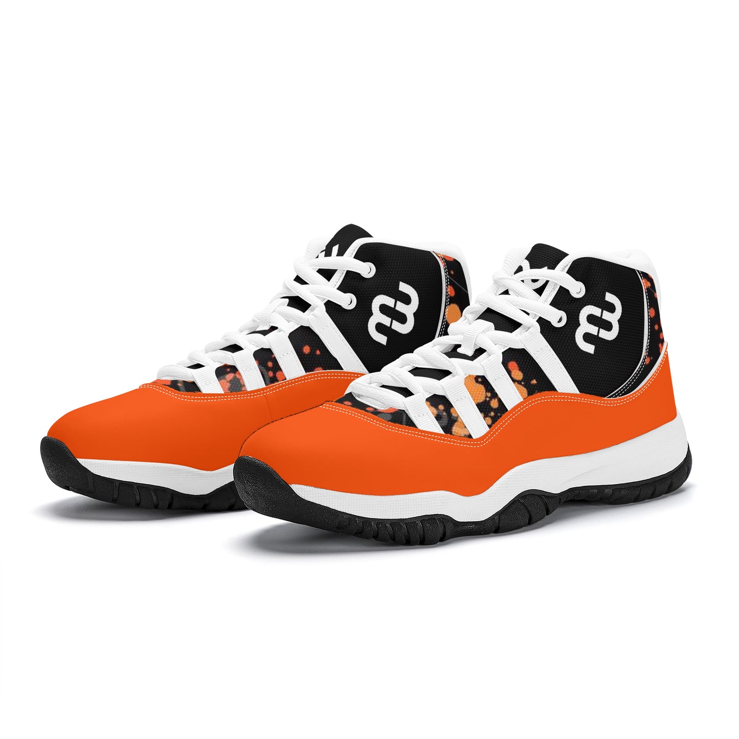 Money Bushae SF_S38 High Top Air Retro Sneakers - Orange and Black