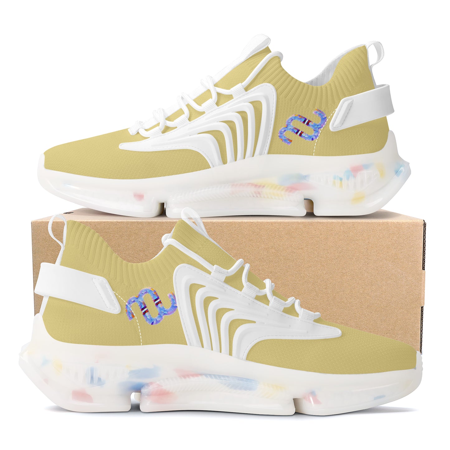 Money Bushae SF_S35 Air Max React Sneakers - White mustard