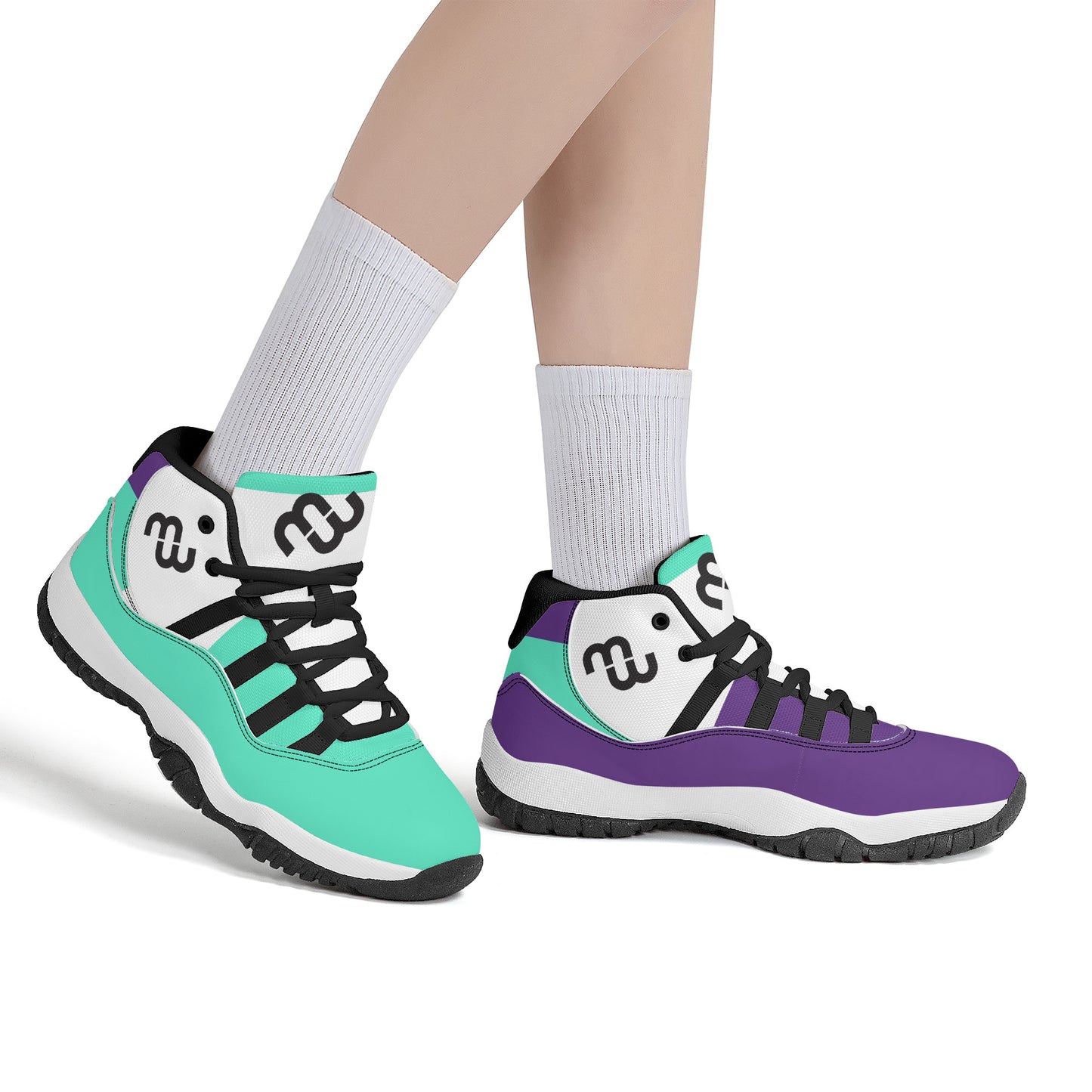 Money Bushae SF_S38 High Top Air Retro Sneakers - purple and turquoise