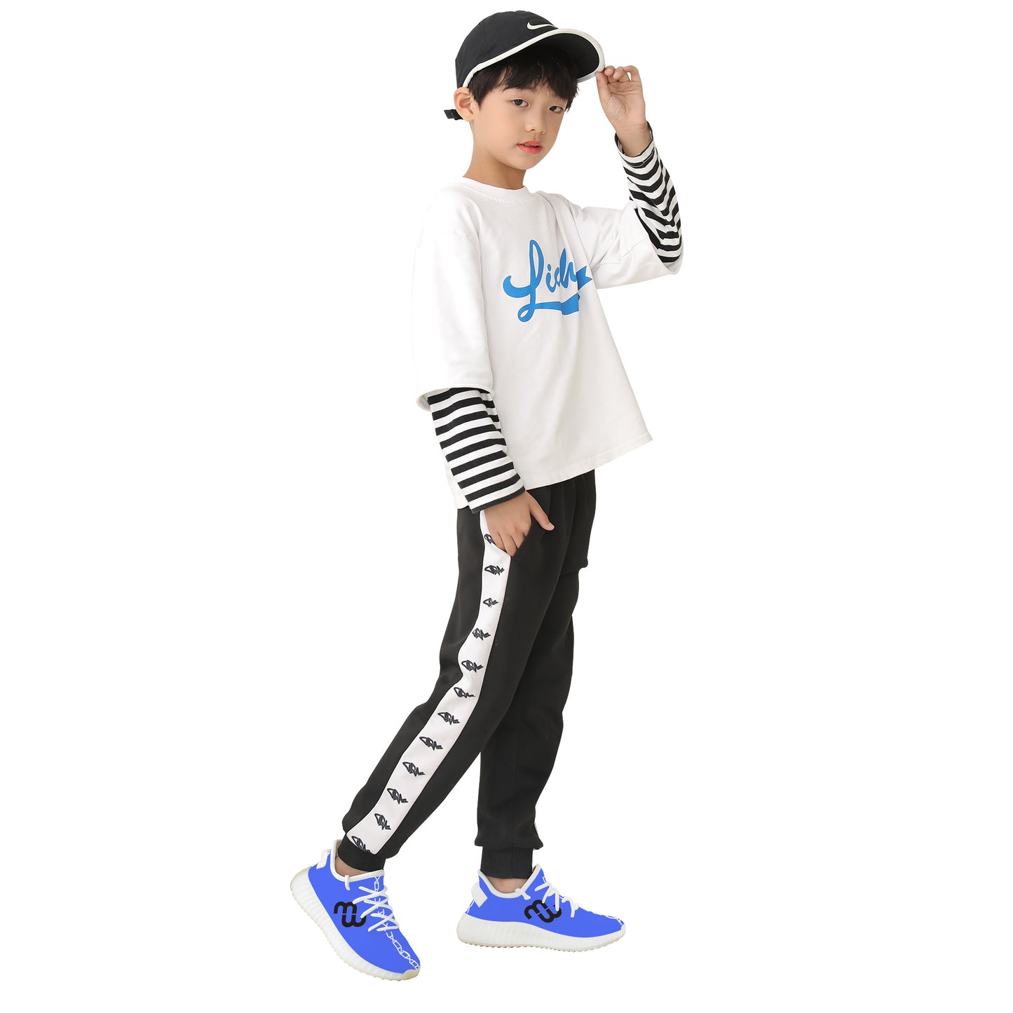 Money Bushae D18 Kids Mesh Knit Sneaker - White