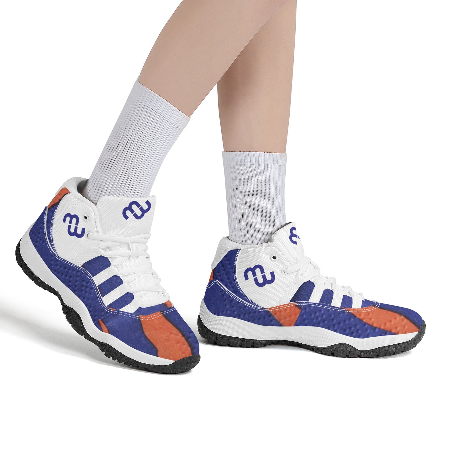 Money Bushae SF_S38 High Top Air Retro Sneakers - White Blue orange