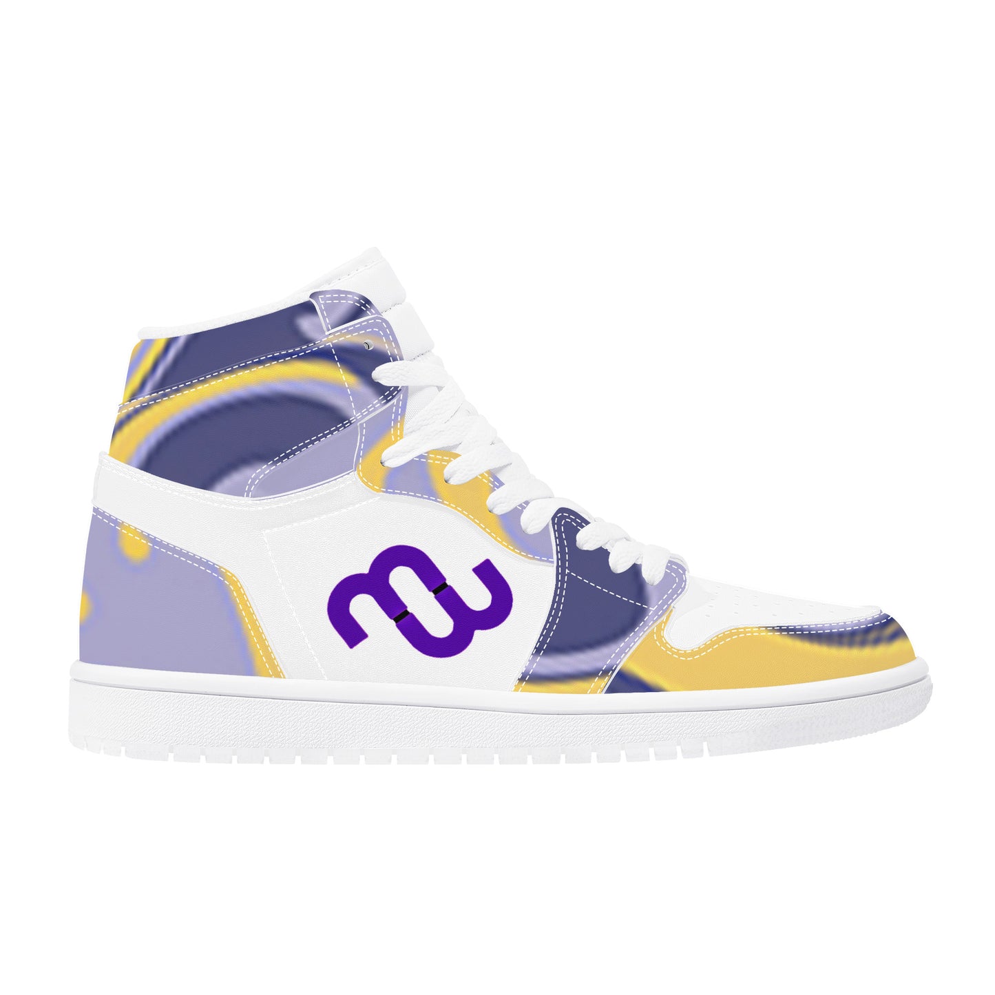 Money Bushae D17 High Top Synthetic Leather Sneaker purple yellow