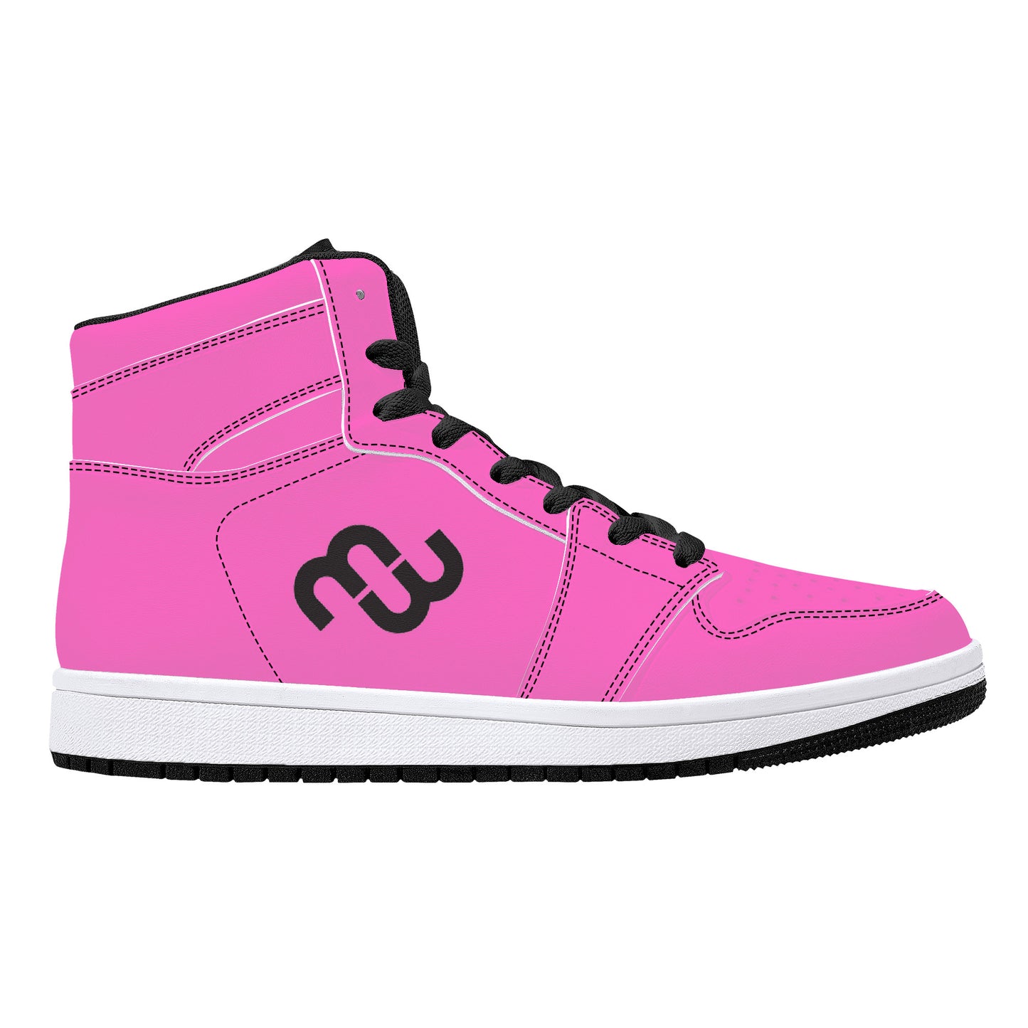 Money Bushae D16 High-Top Synthetic Leather Sneakers - Black Pink