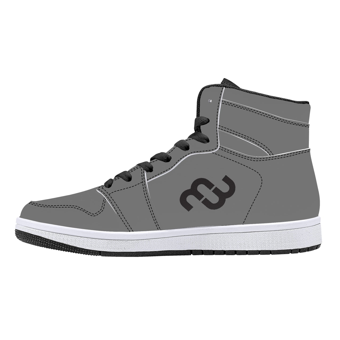 Money Bushae D16 High-Top Synthetic Leather Sneakers - Black Grey