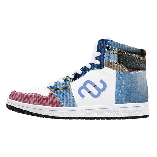 Denim Money Bushae D16 High-Top Synthetic Leather Sneakers - White