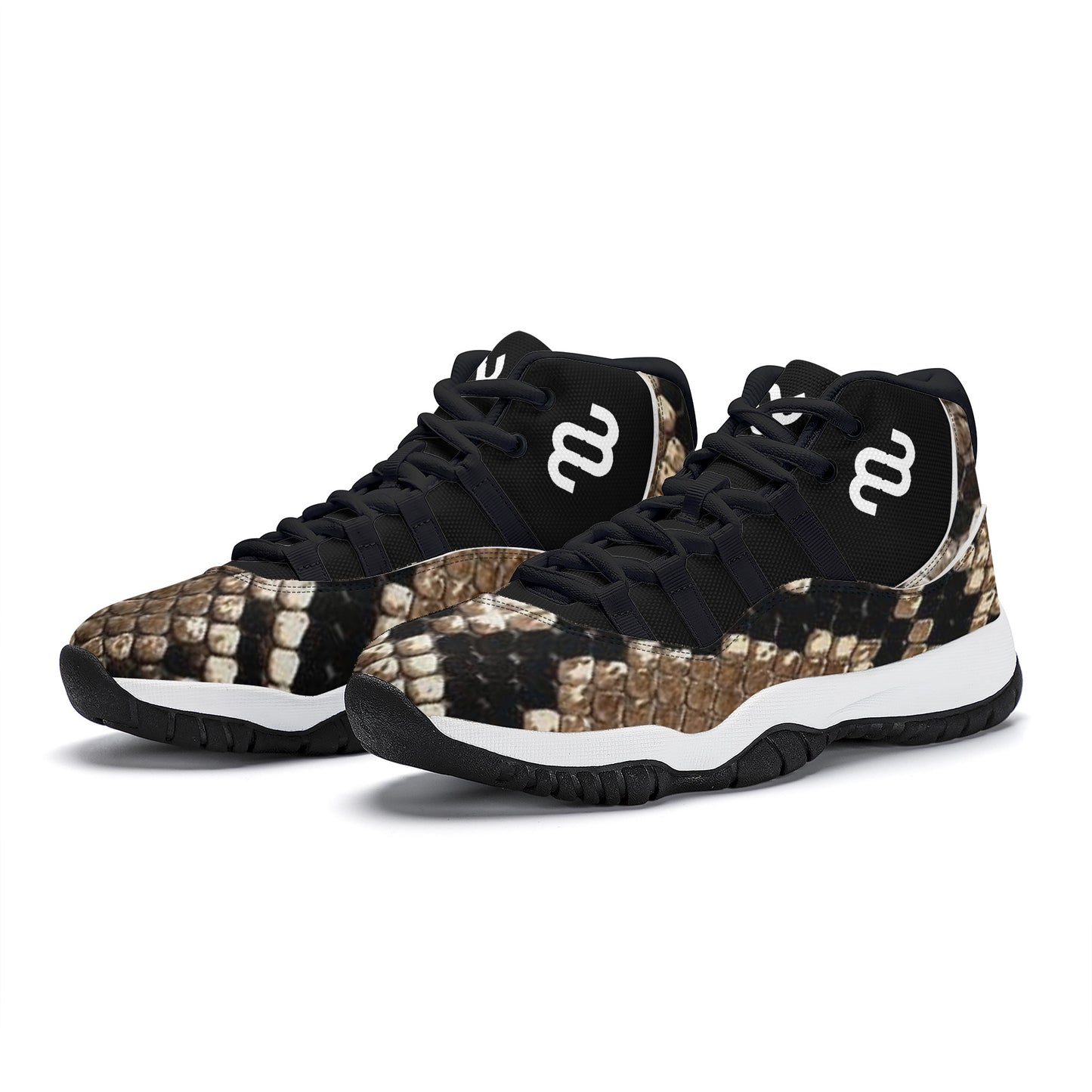 Money Bushae Snake skin SF_S38 High Top Air Retro Sneakers - Black