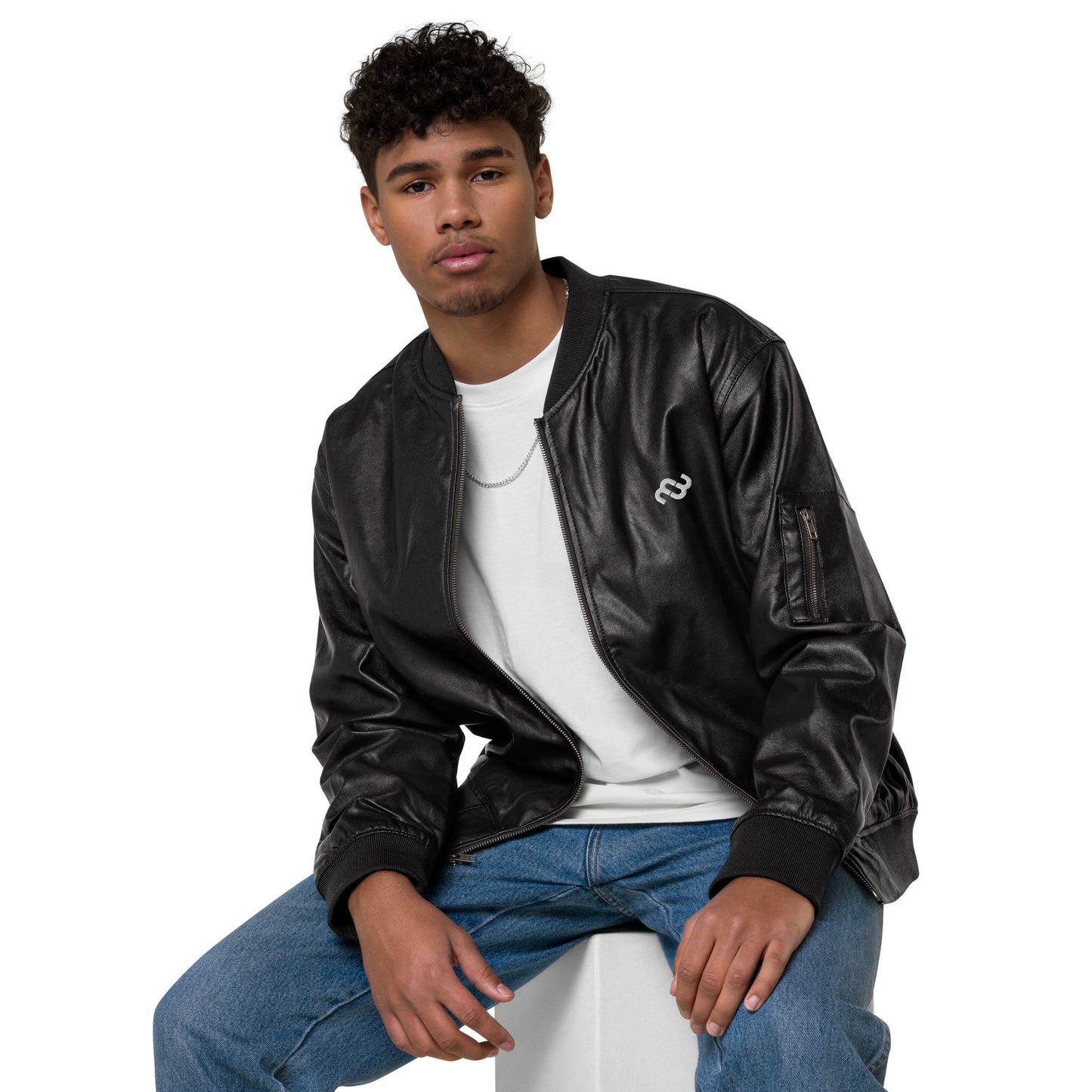 Money Bushae Leather Bomber Jacket