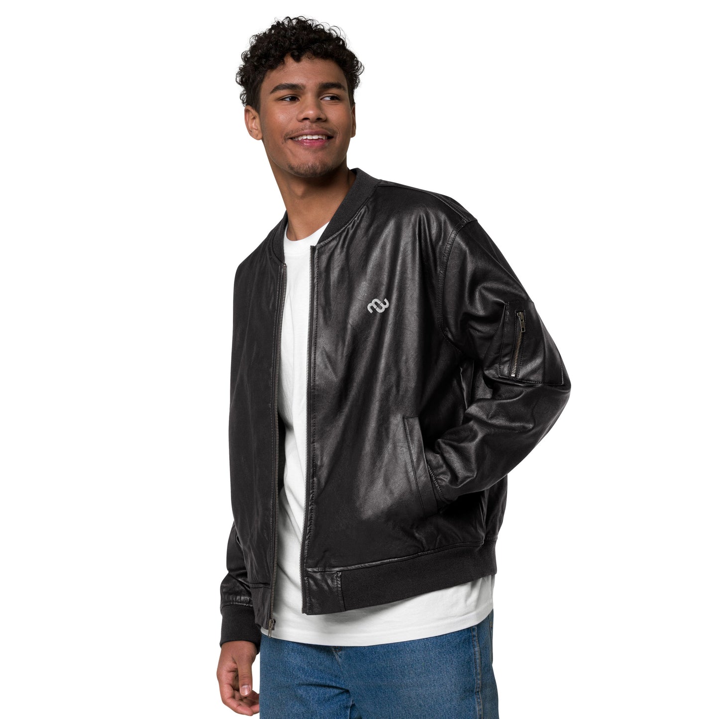 Money Bushae Leather Bomber Jacket