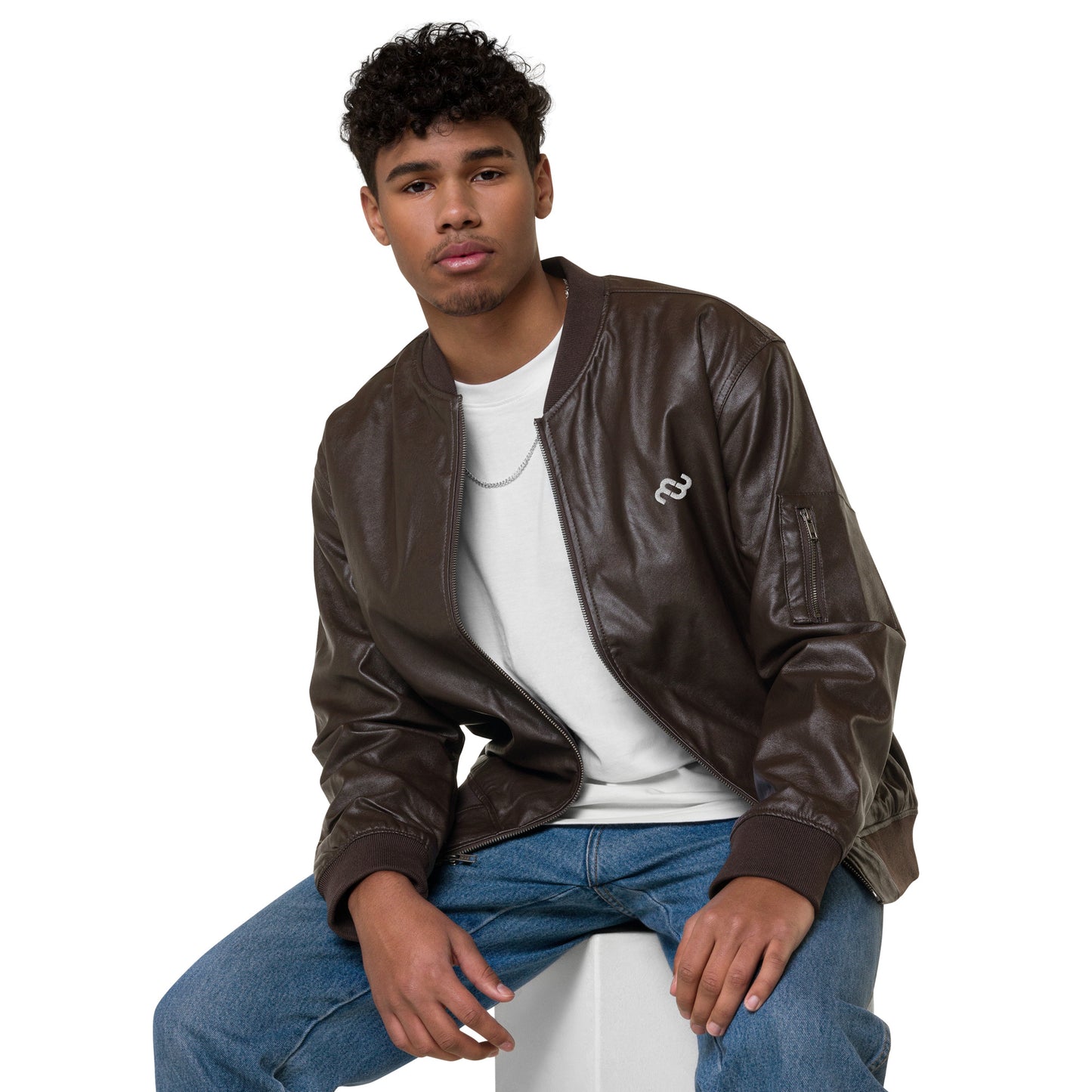 Money Bushae Leather Bomber Jacket