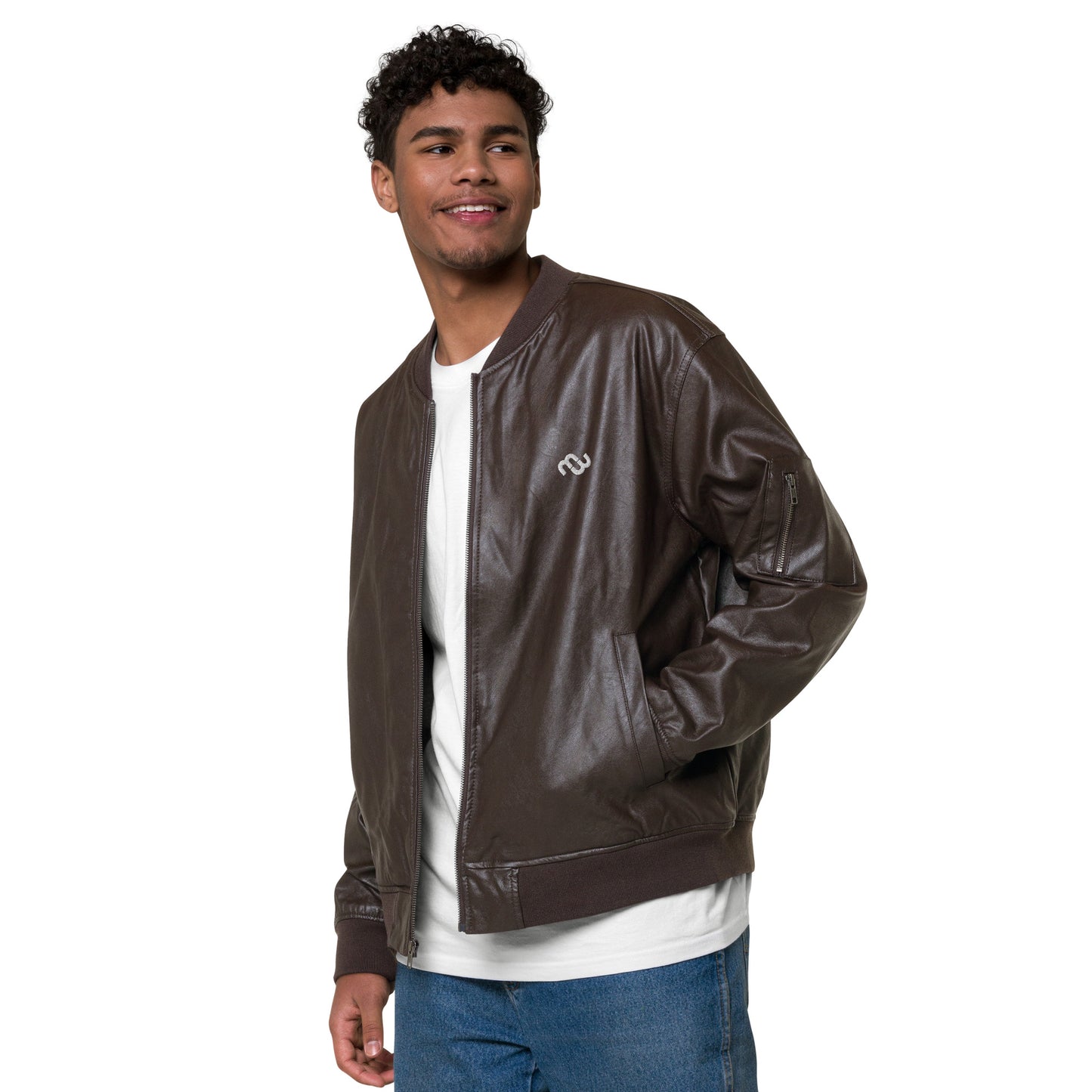 Money Bushae Leather Bomber Jacket