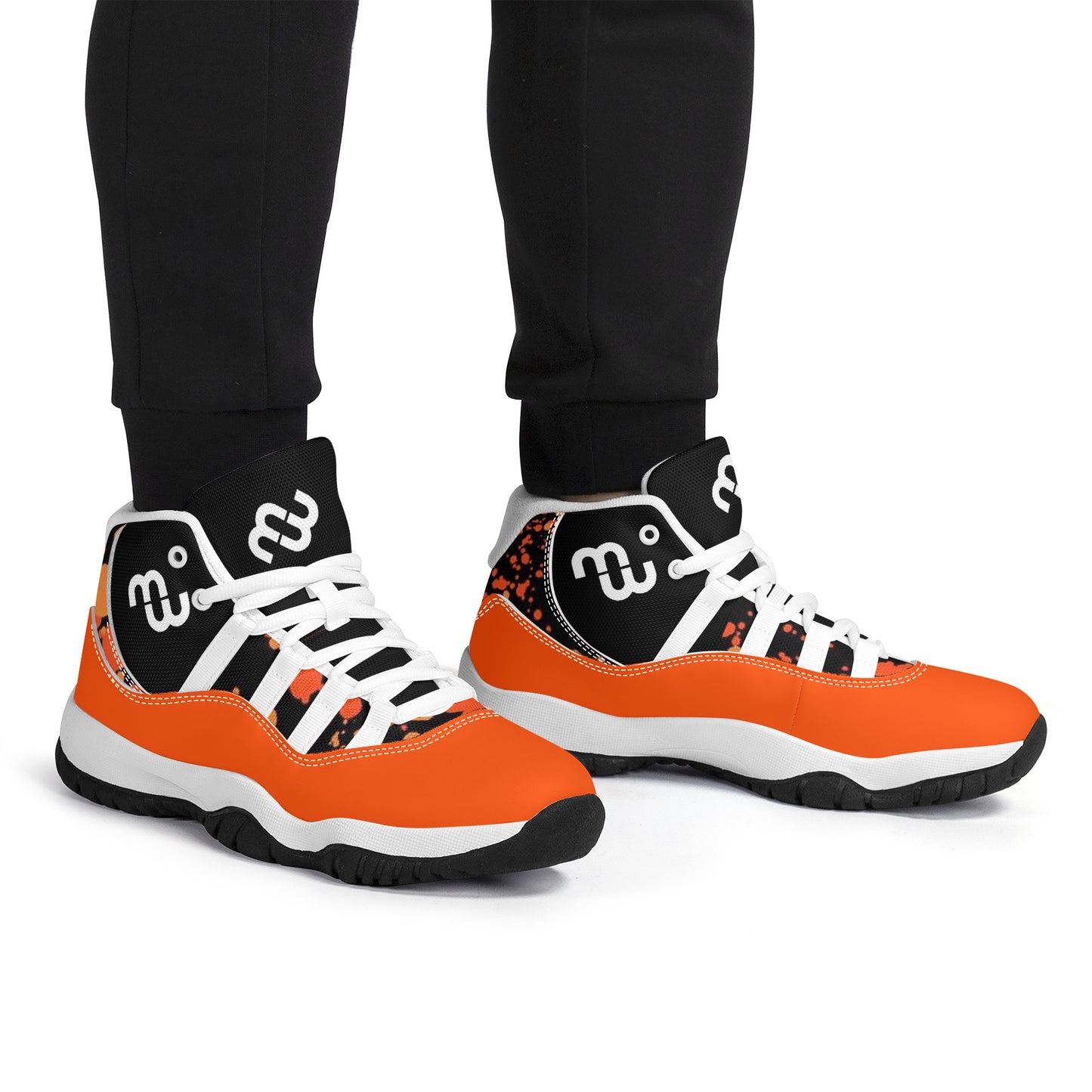 Money Bushae SF_S38 High Top Air Retro Sneakers - Orange and Black