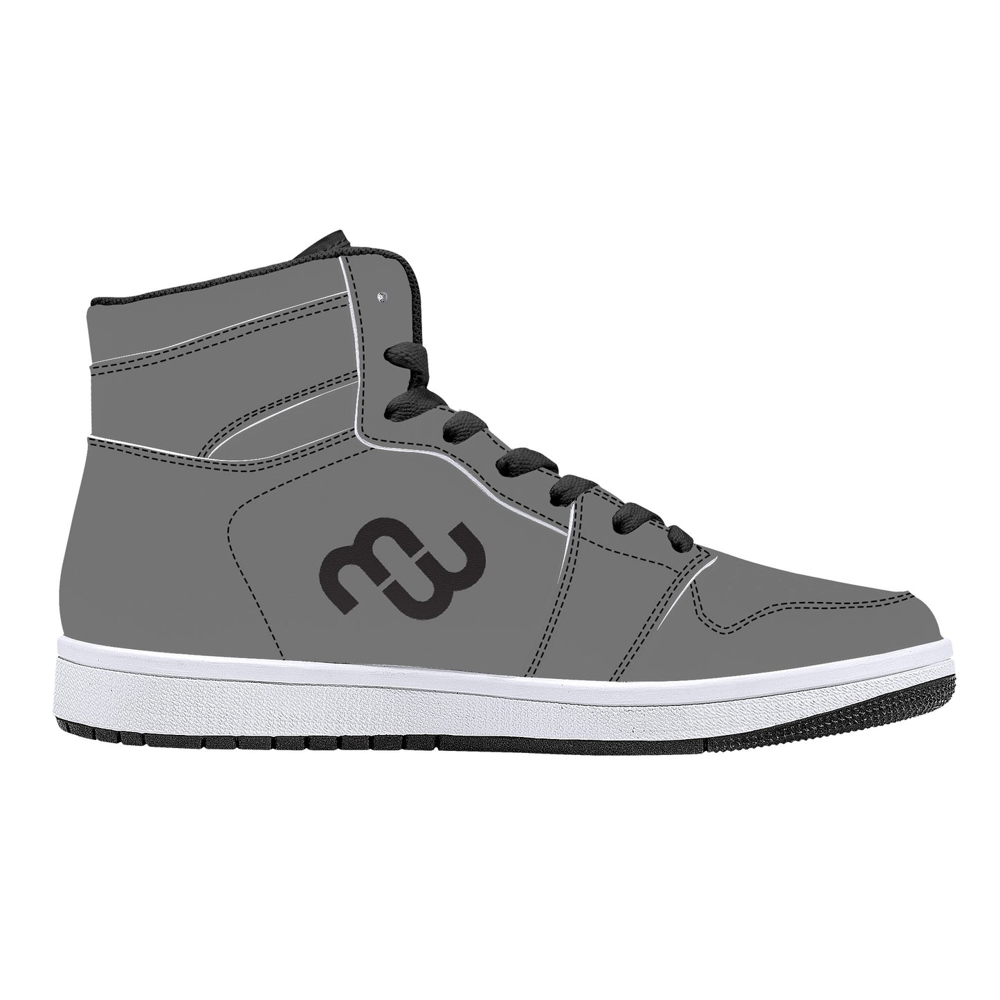 Money Bushae D16 High-Top Synthetic Leather Sneakers - Black Grey