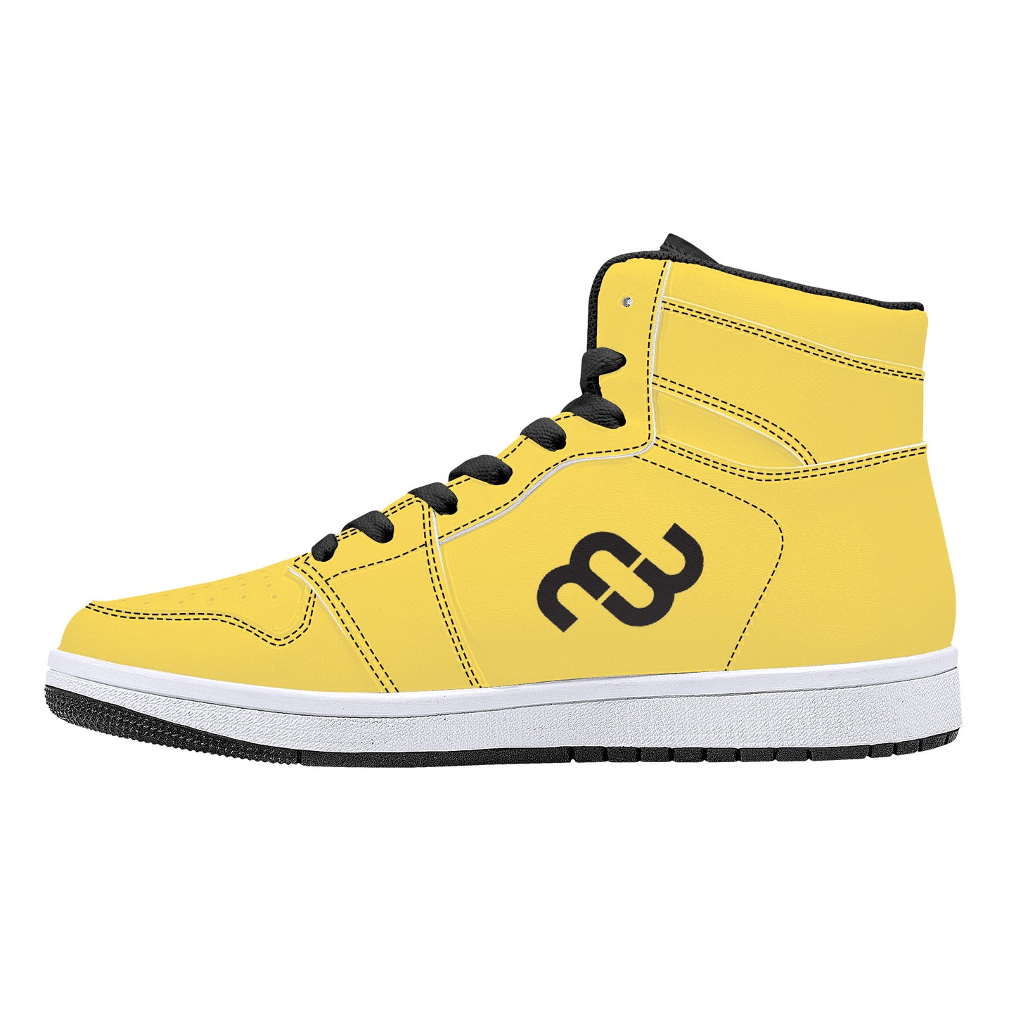 Money Bushae D16 High-Top Synthetic Leather Sneakers - Black yellow