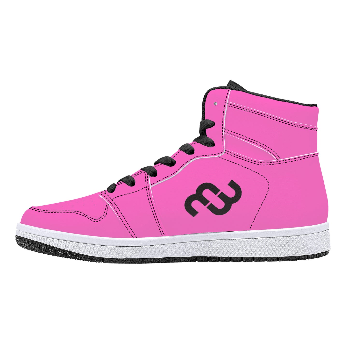 Money Bushae D16 High-Top Synthetic Leather Sneakers - Black Pink