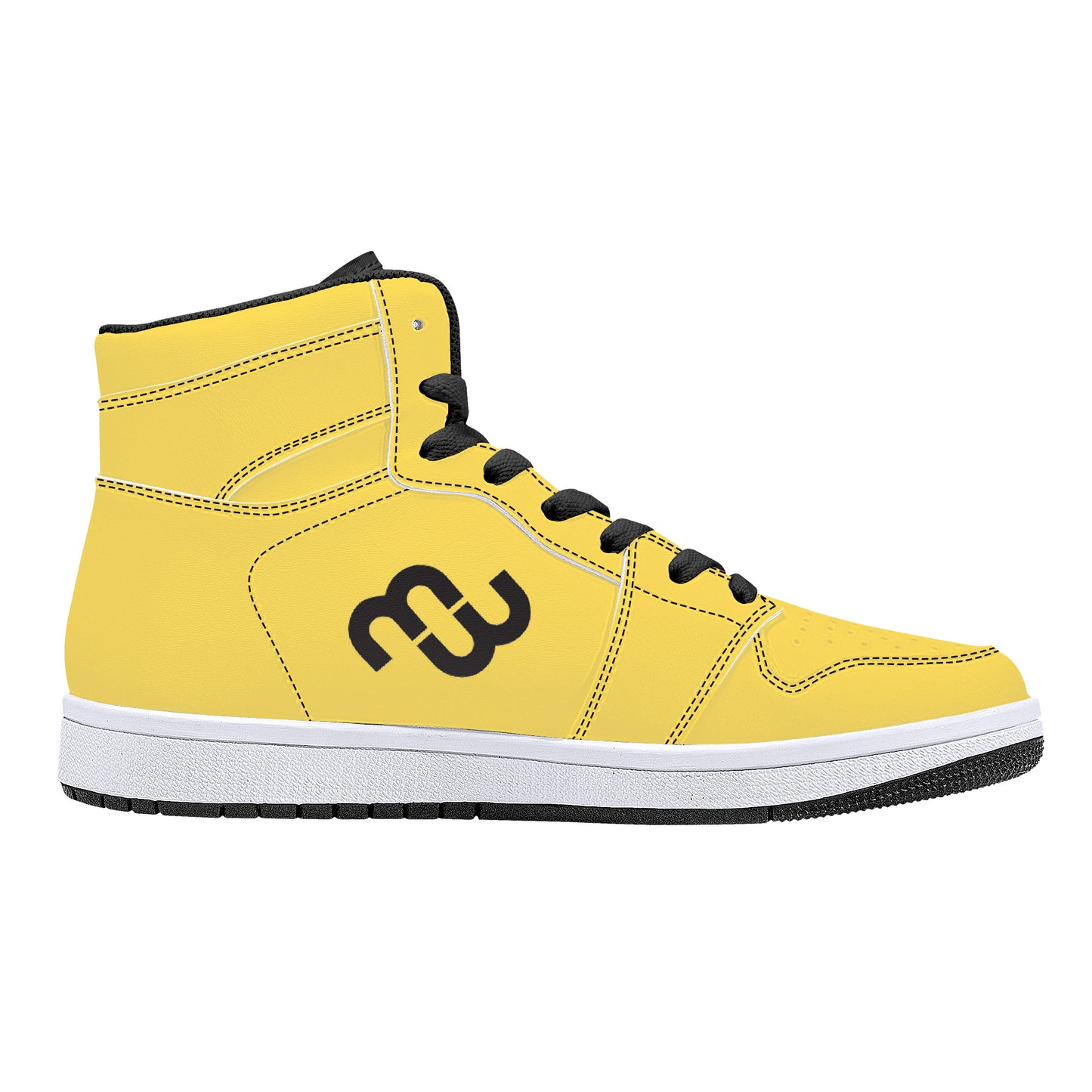Money Bushae D16 High-Top Synthetic Leather Sneakers - Black yellow