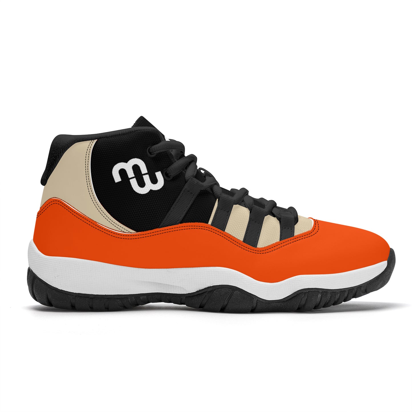 Money Bushae SF_S38 High Top Air Retro Sneakers - Black orange and Tan