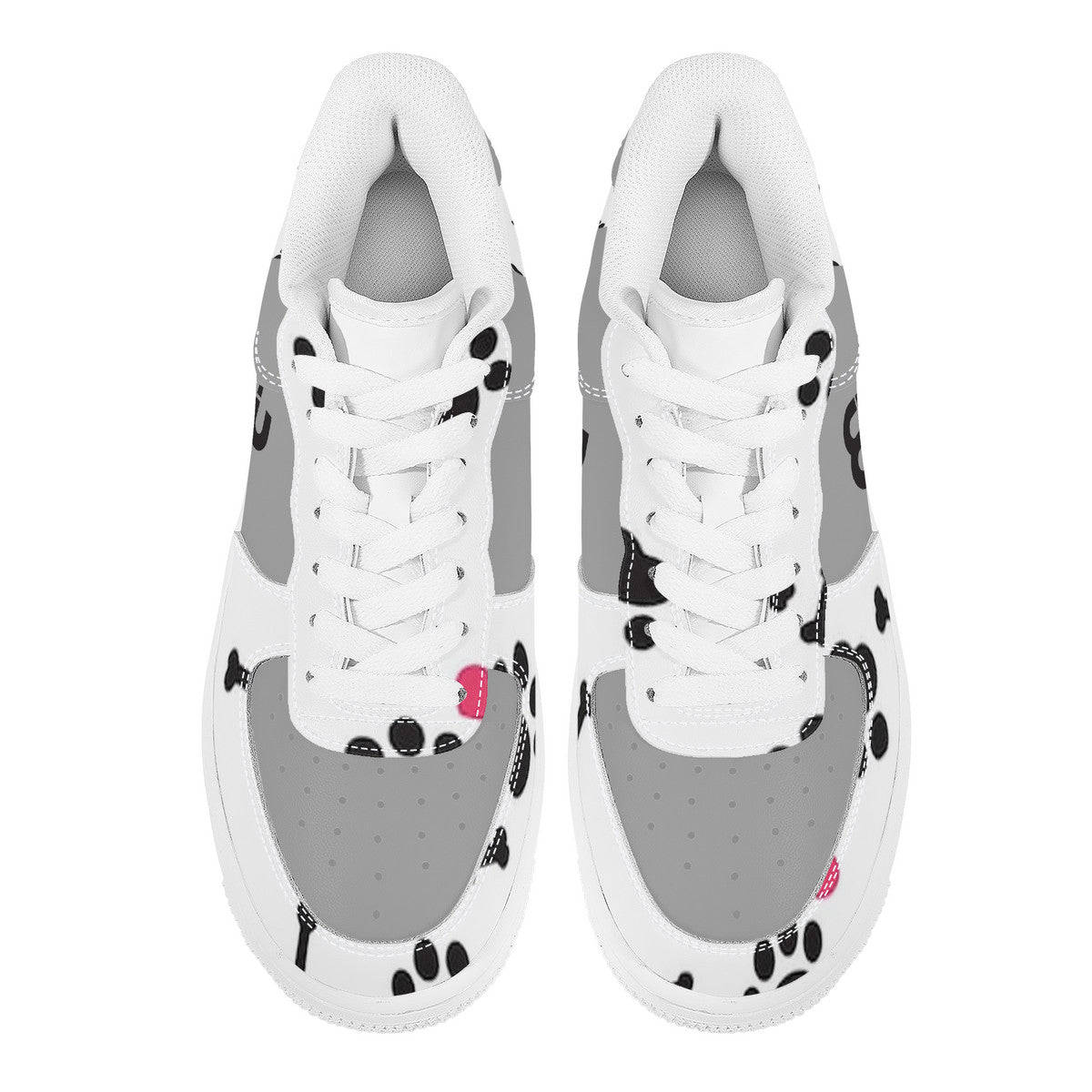 Money Bushae SF_F8 Low Top Unisex Sneaker puppy paws white and grey