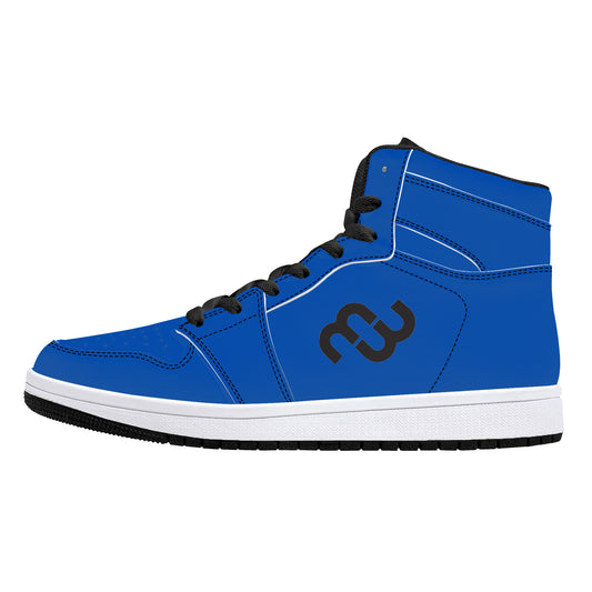 Money Bushae D16 High-Top Synthetic Leather Sneakers - Black Blue