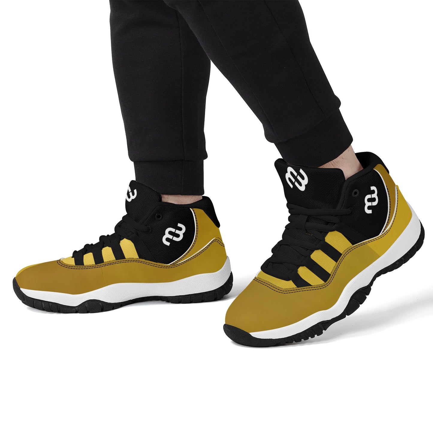 Money Bushae SF_S38 High Top Air Retro Sneakers - Black Gold