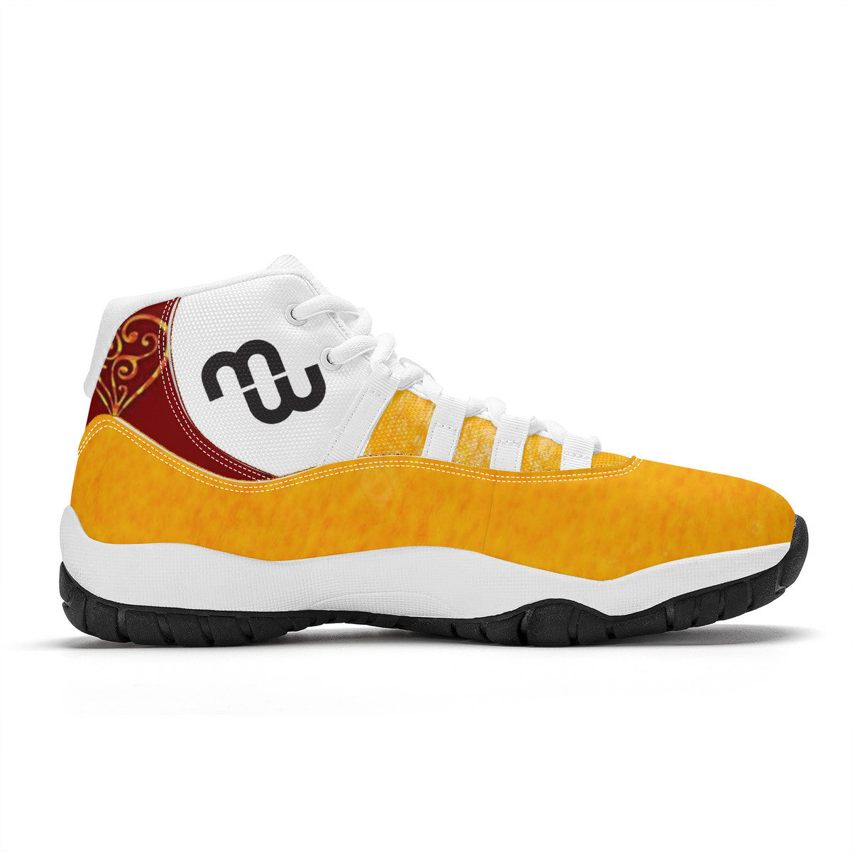 Money Bushae SF_S38 High Top Air Retro Sneakers - White Burgundy yellow