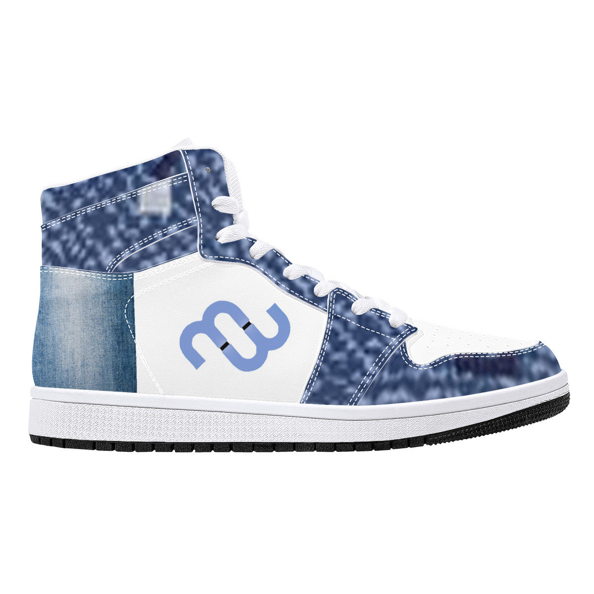 Denim Money Bushae D16 High-Top Synthetic Leather Sneakers - White