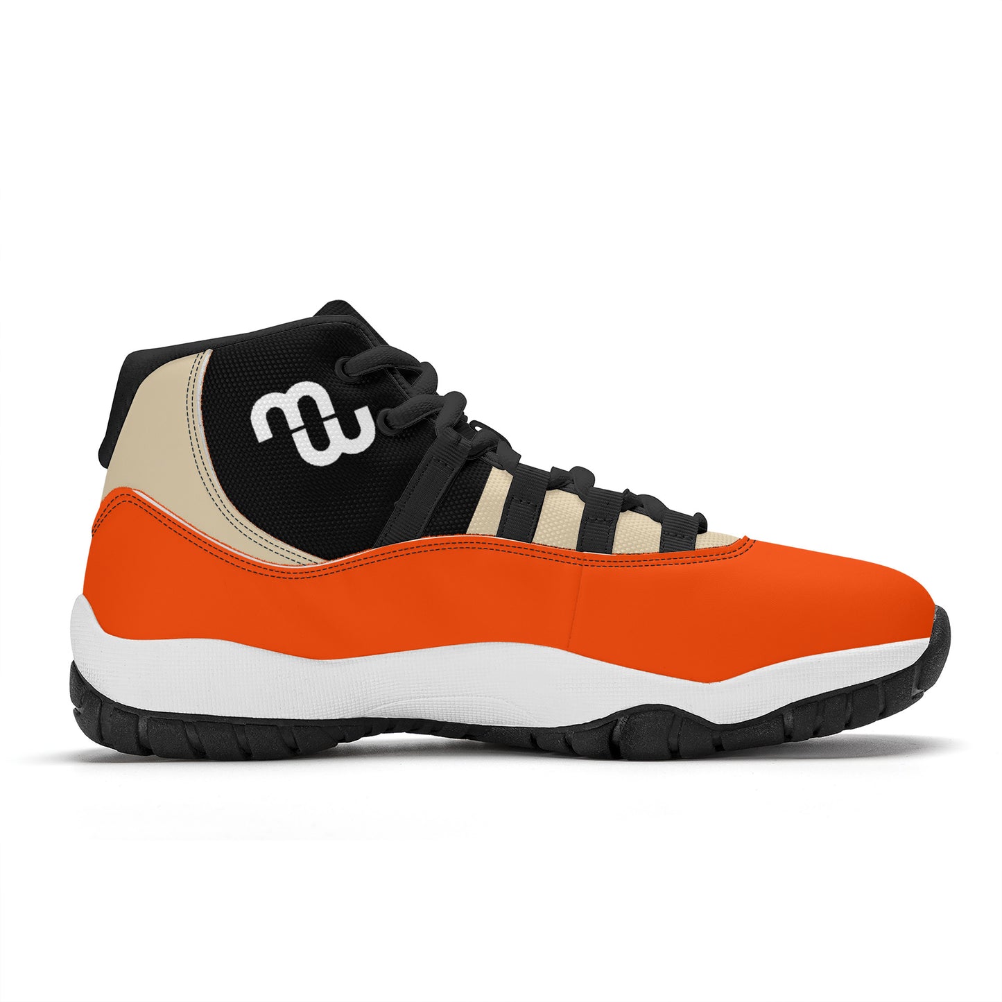 Money Bushae SF_S38 High Top Air Retro Sneakers - Black orange and Tan