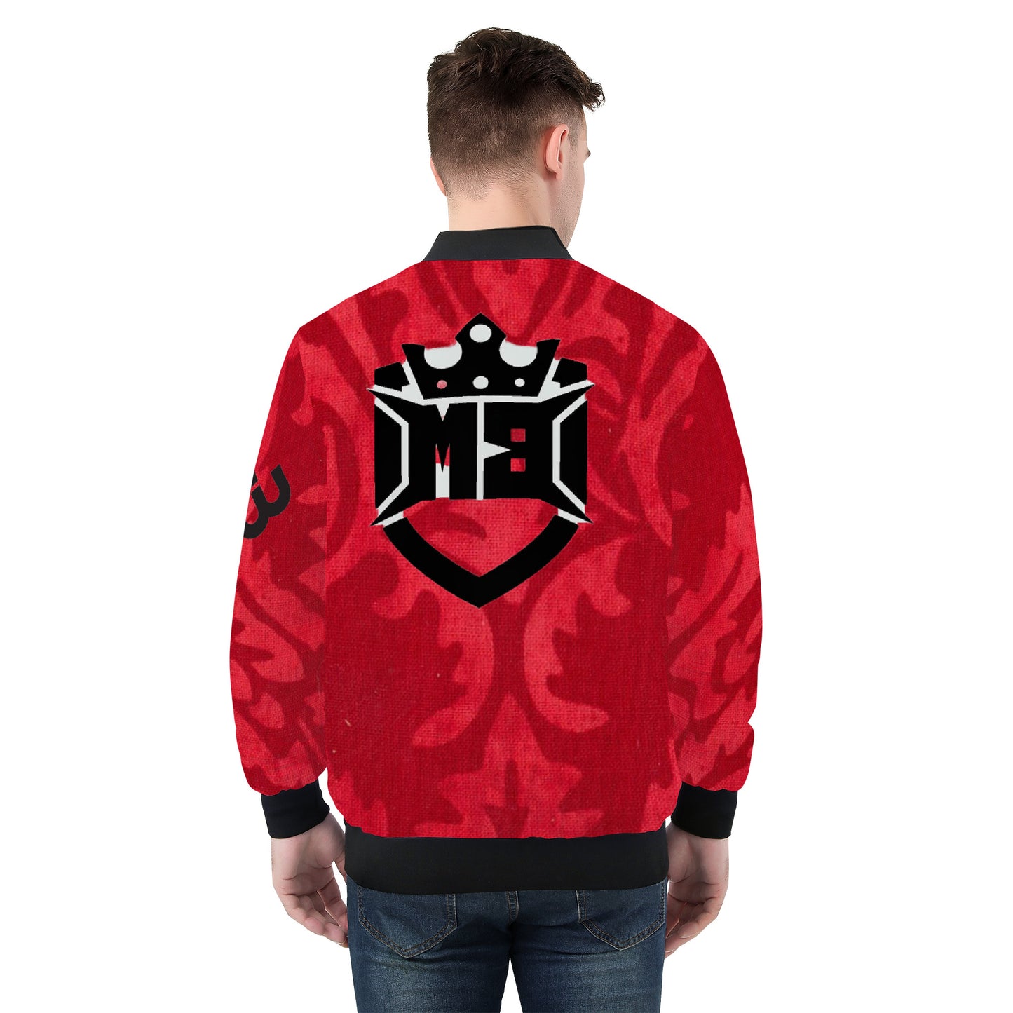 Money Bushae SF_D81 Men's Bomber Jacket Black and Red