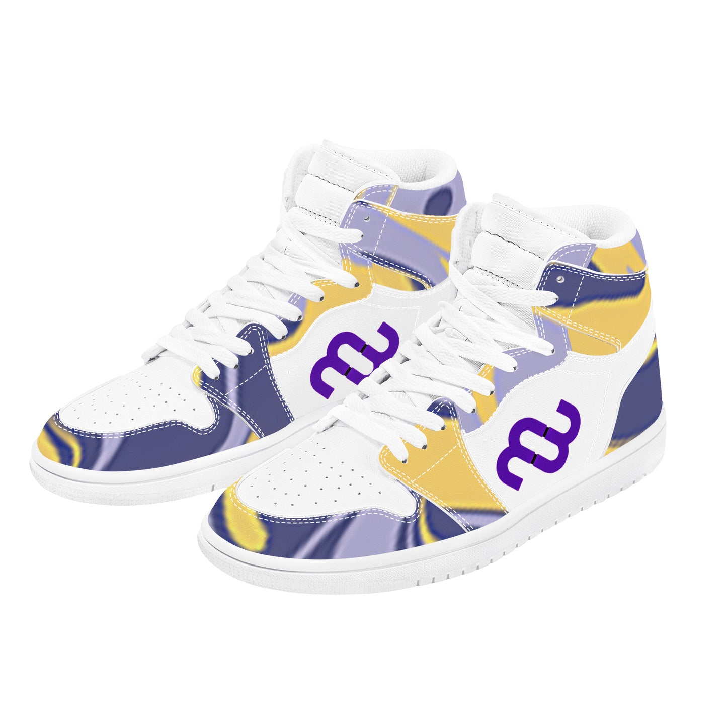 Money Bushae D17 High Top Synthetic Leather Sneaker purple yellow