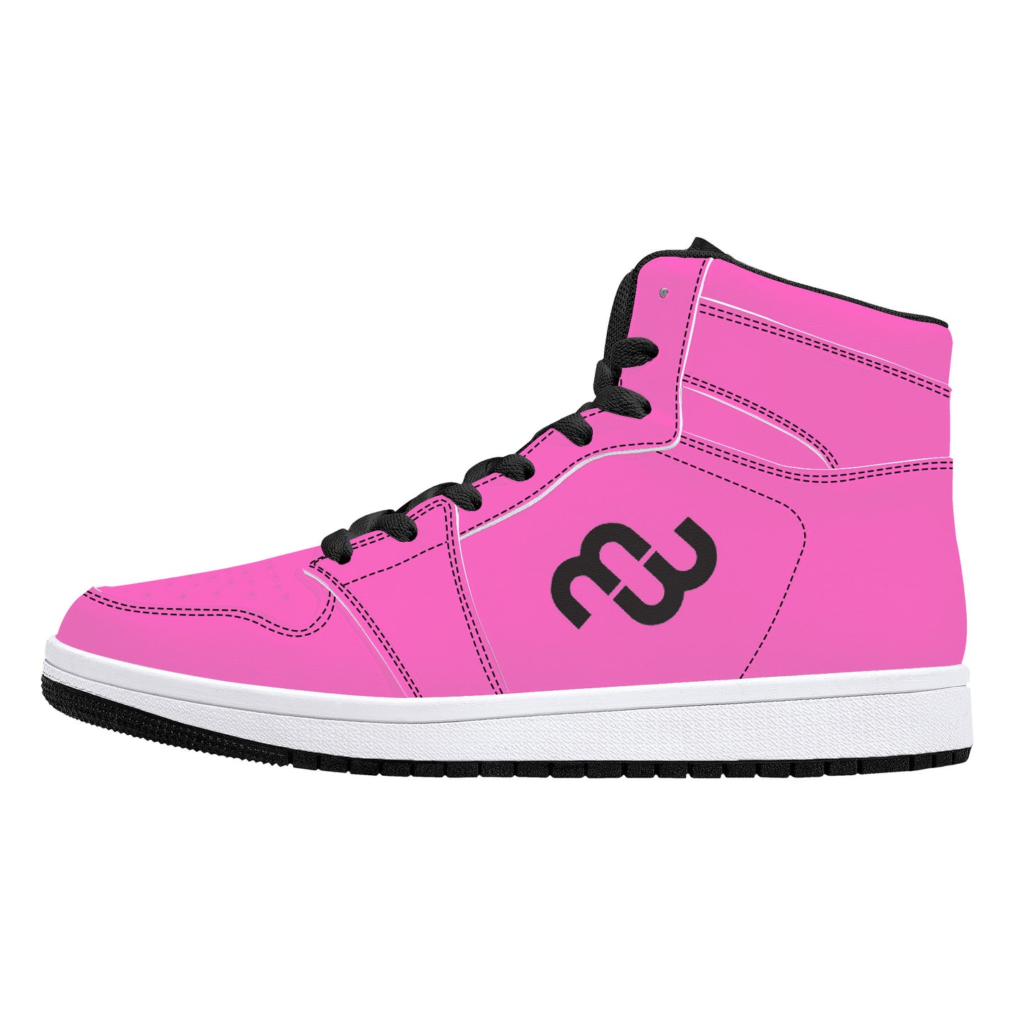 Money Bushae D16 High-Top Synthetic Leather Sneakers - Black Pink