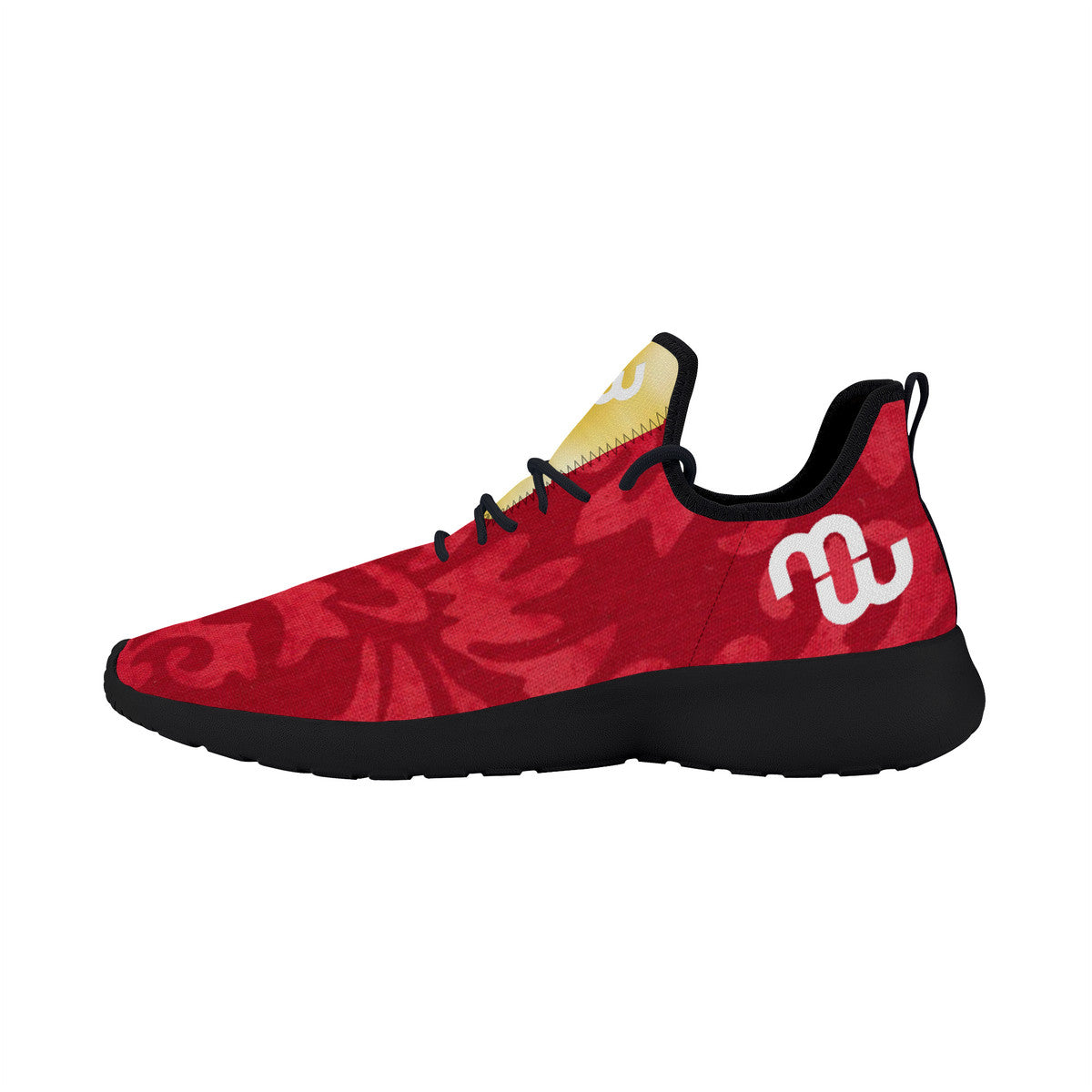 Money Bushae SF_F39 Lightweight Mesh Knit Sneaker - Black Red Gold