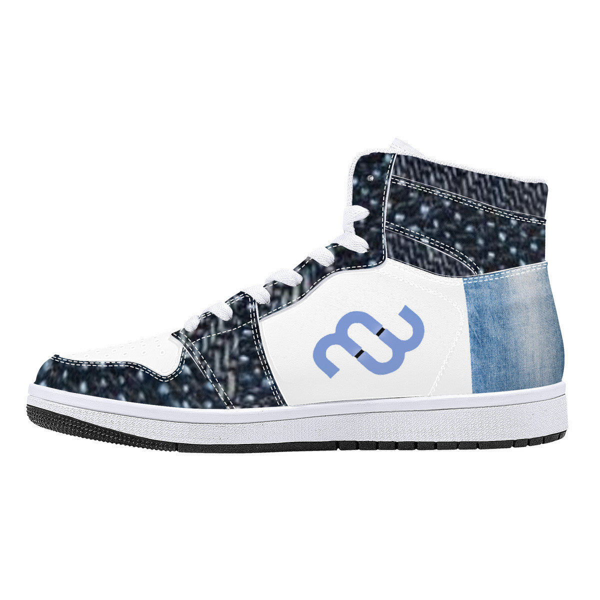 Denim Money Bushae D16 High-Top Synthetic Leather Sneakers - White