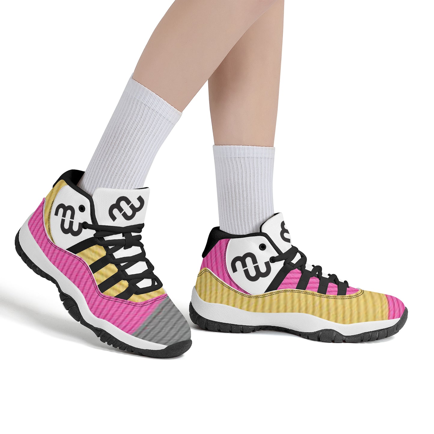 Money Bushae SF_S38 High Top Air Retro Sneakers - pink yellow