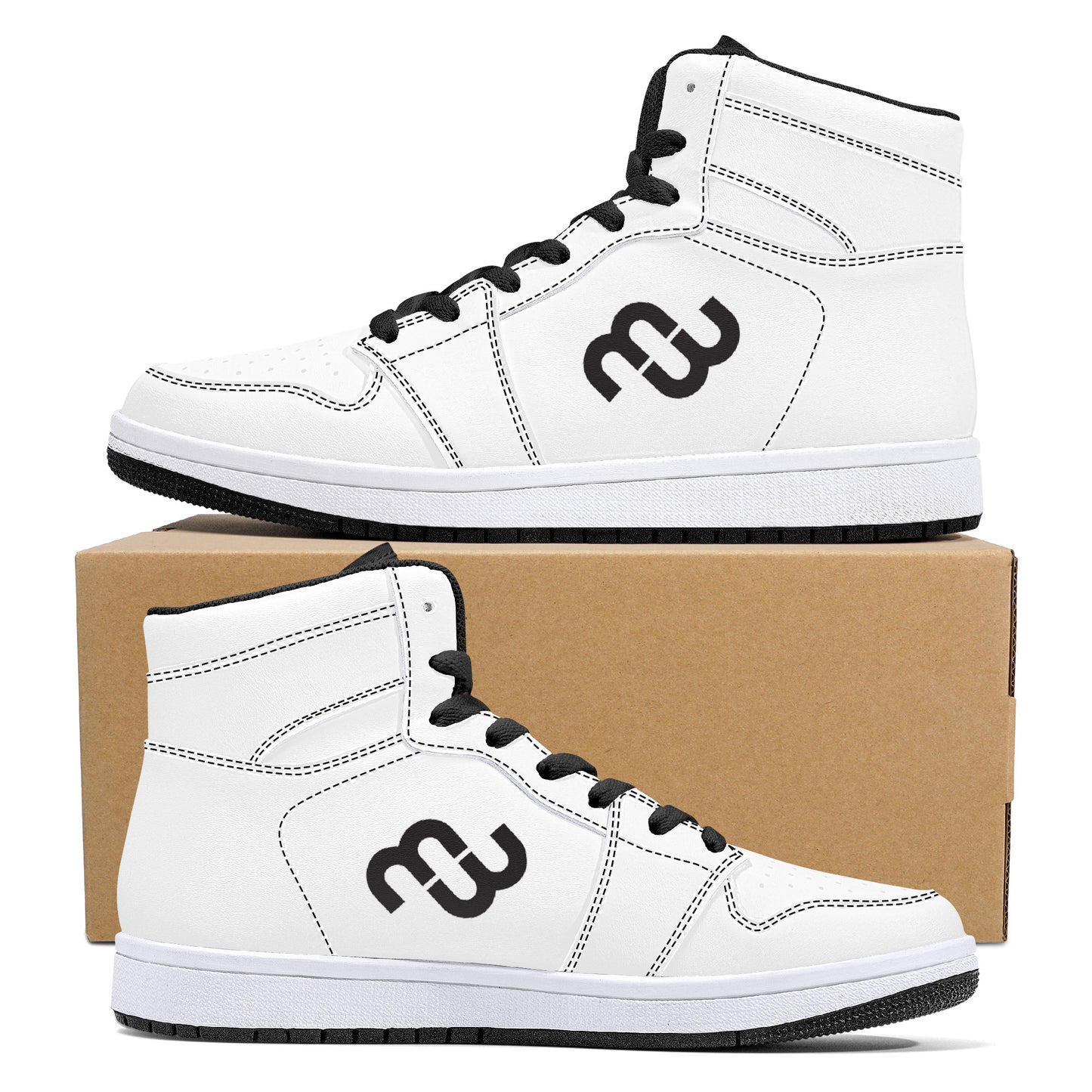 Money Bushae D16 High-Top Synthetic Leather Sneakers - Black White