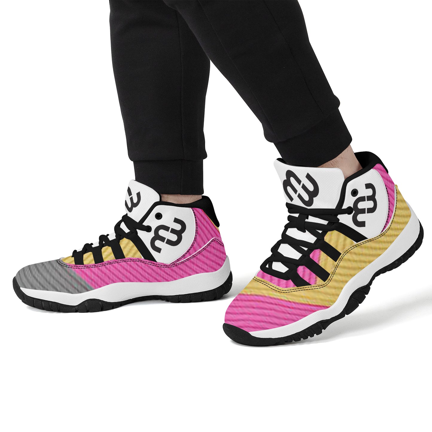 Money Bushae SF_S38 High Top Air Retro Sneakers - pink yellow