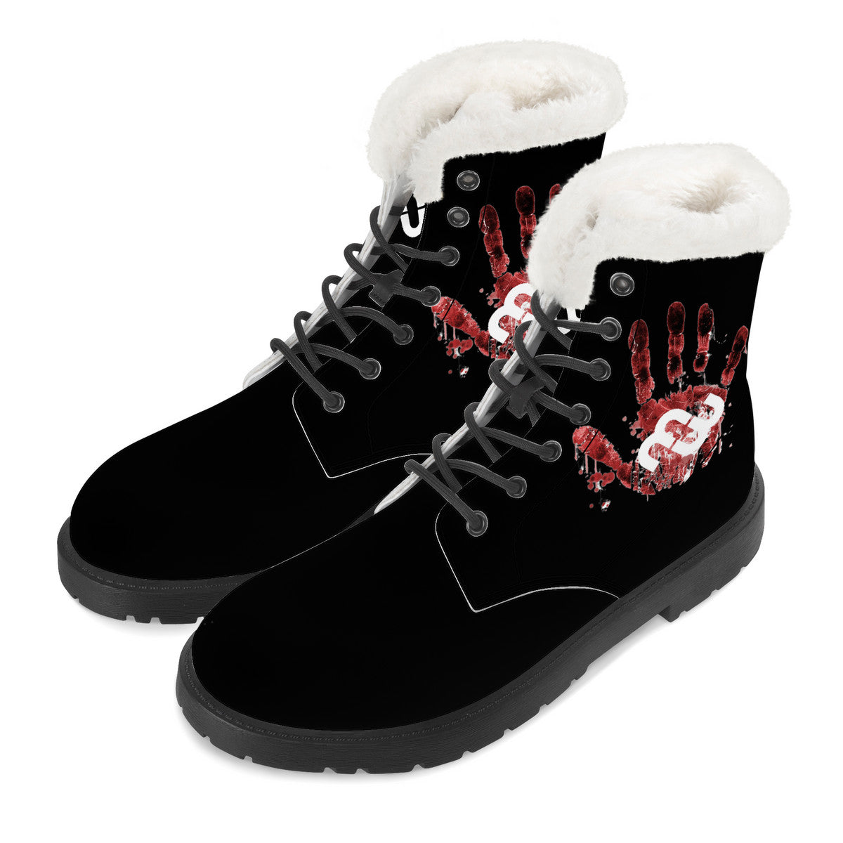 Money Bushae SF_D86 Faux Fur Synthetic Leather Boot Blood Splats