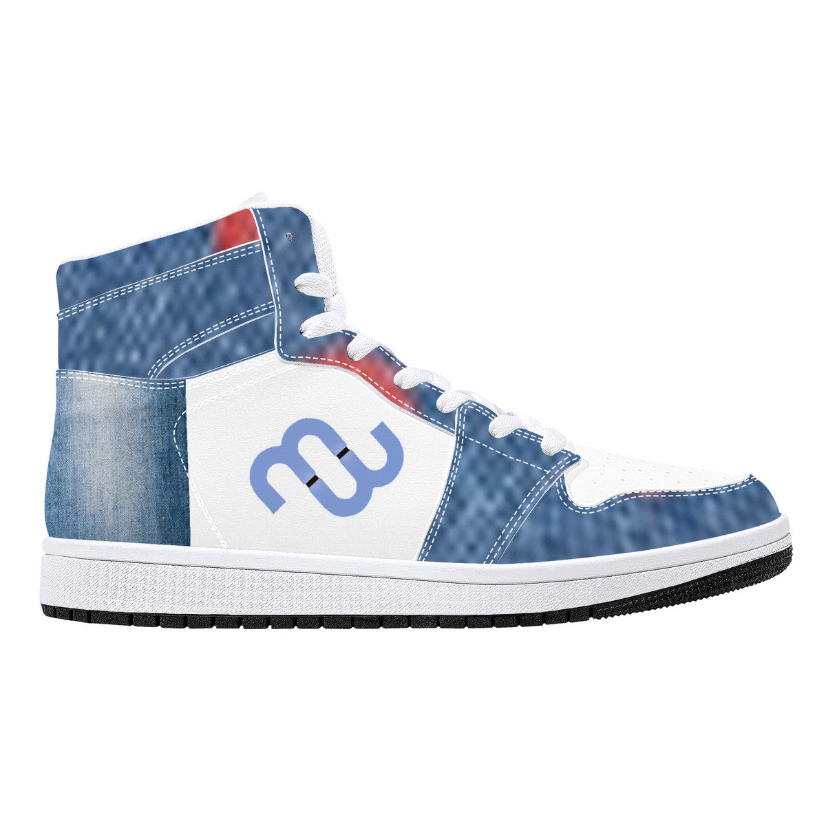 Denim Money Bushae D16 High-Top Synthetic Leather Sneakers - White