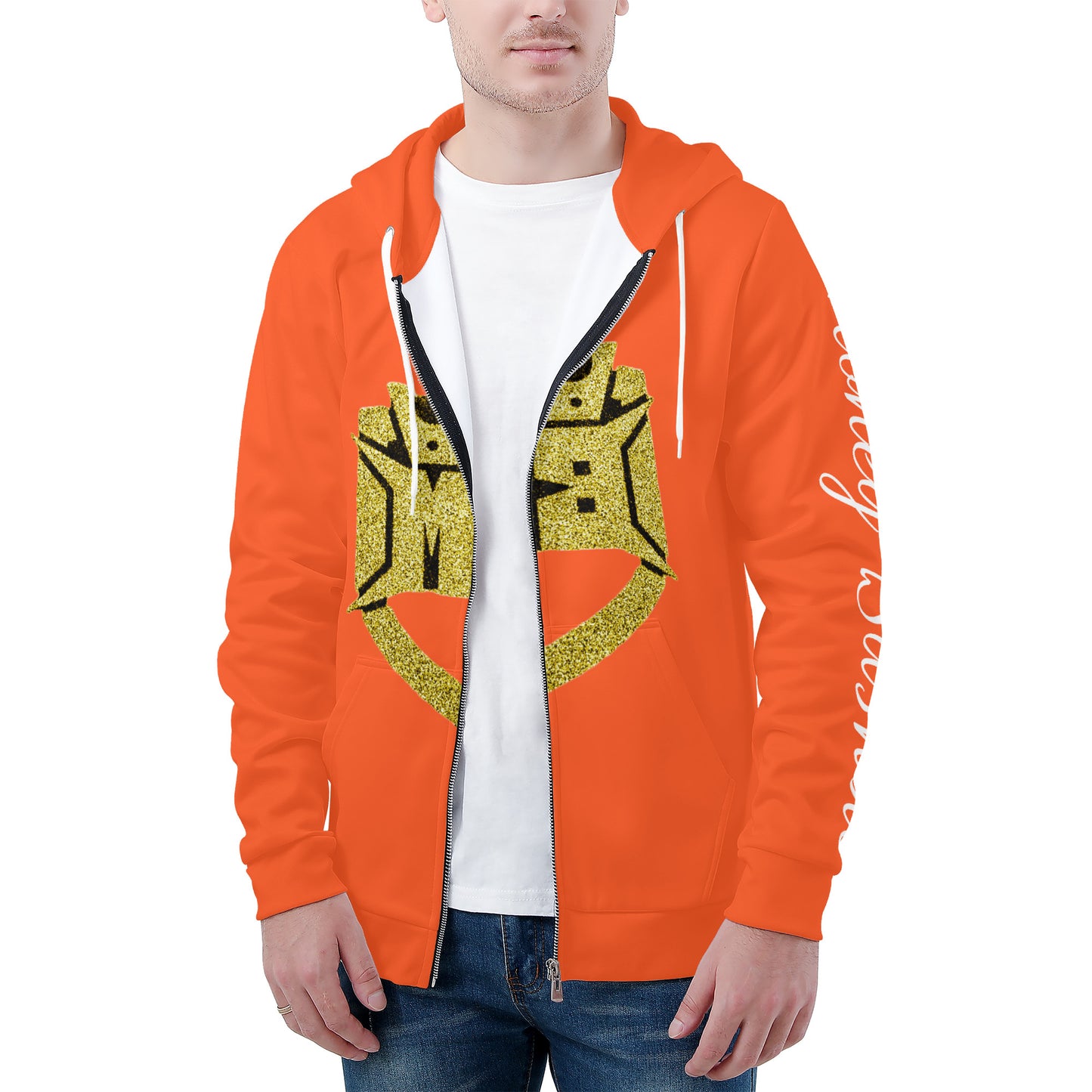 Money Bushae D58 Men's Orange Zip Hoodie